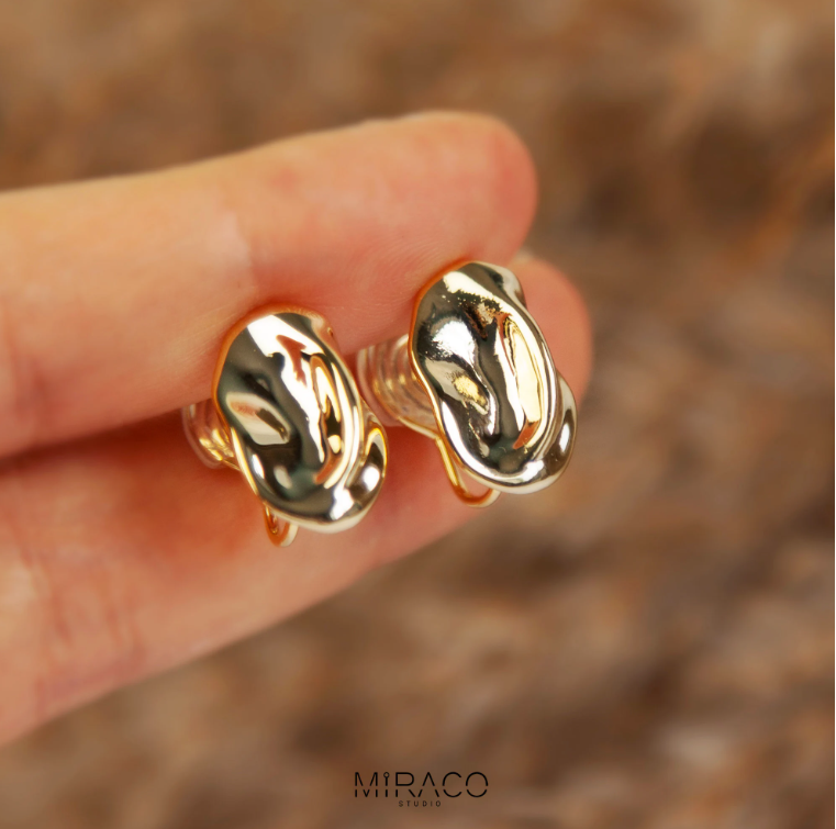 Clip On Button Stud Earrings