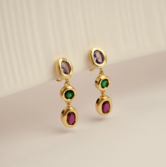 Clip On Multi Birthstone Earrings