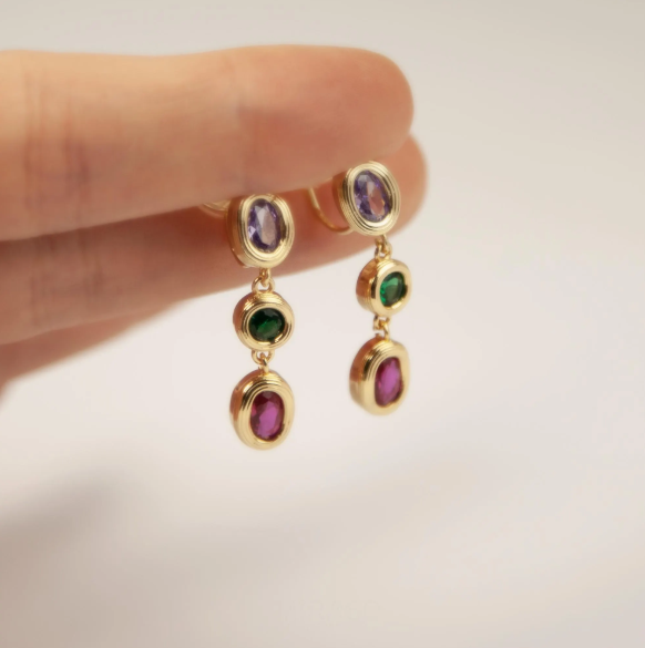 Clip On Multi Birthstone Earrings