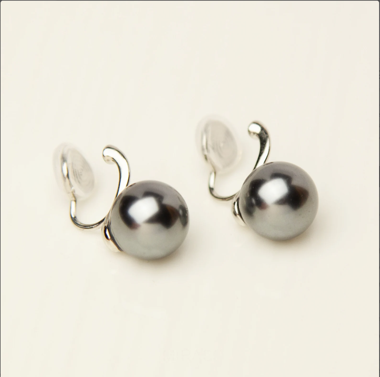 Black Pearls Clip On Earrings, Dangle Pearls Earrings