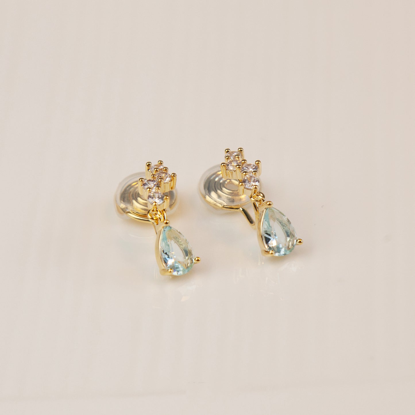 Clip On Diamond Earrings Teal Crystal