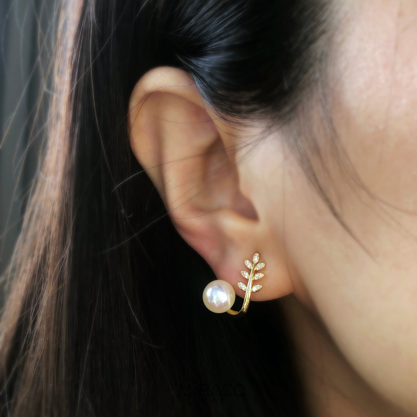 Gold Plated Pearls CZ Stud Clip On Earrings