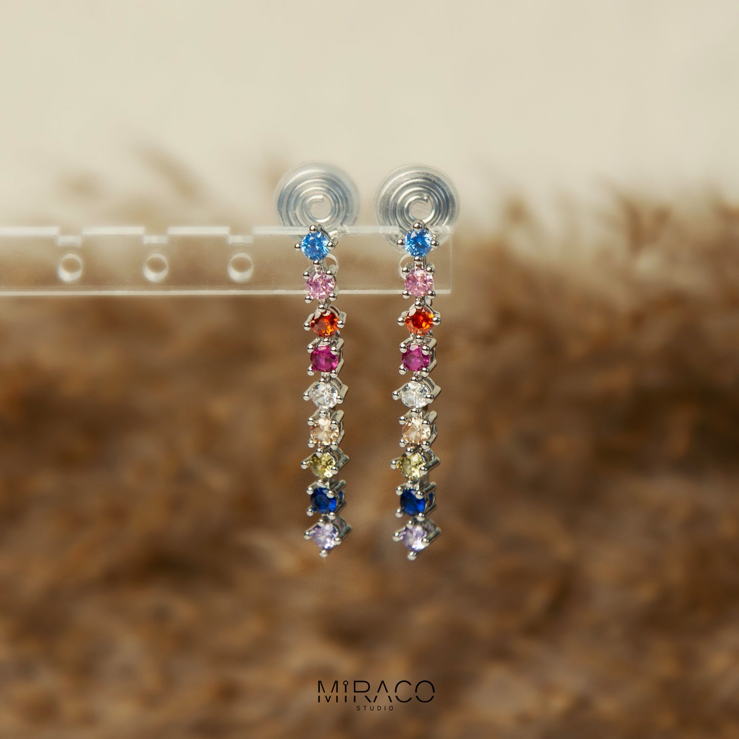 Multi Color Clip On Dangle Drop Earrings