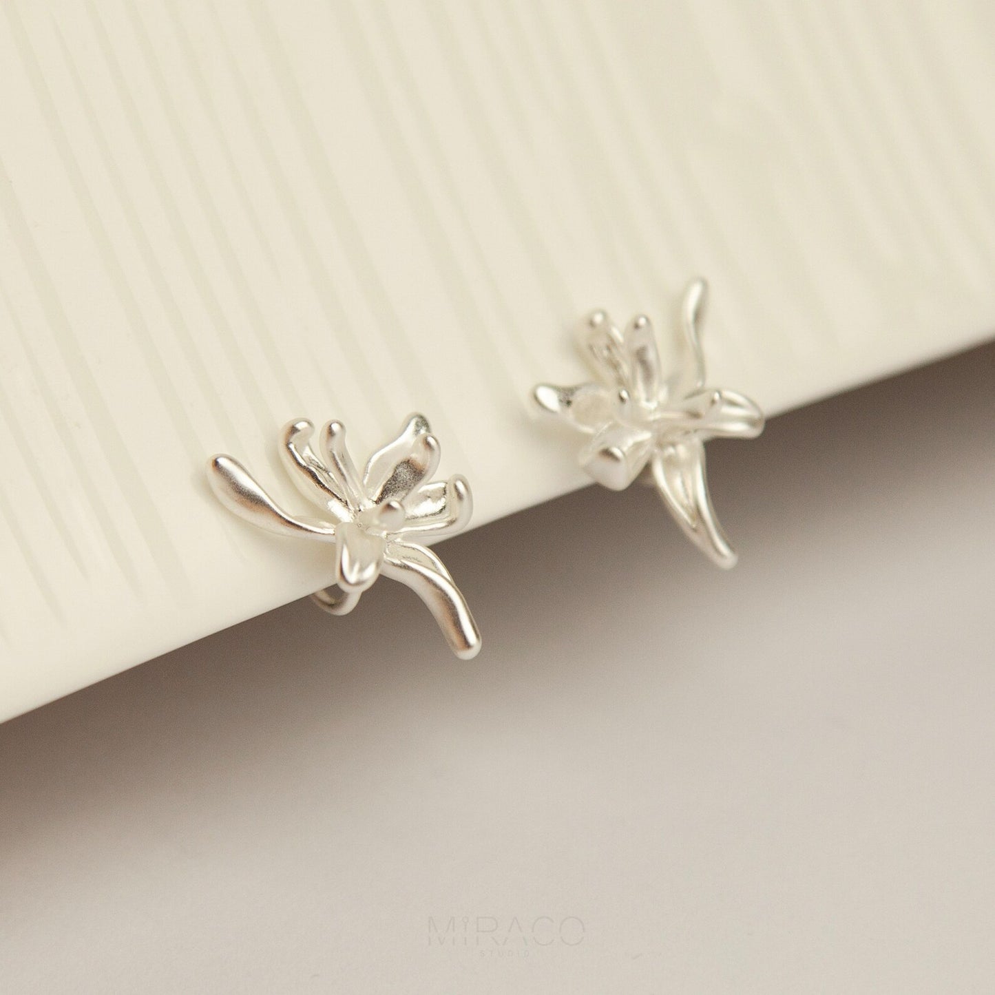 Silver Colour Flower Stud Clip On Earrings