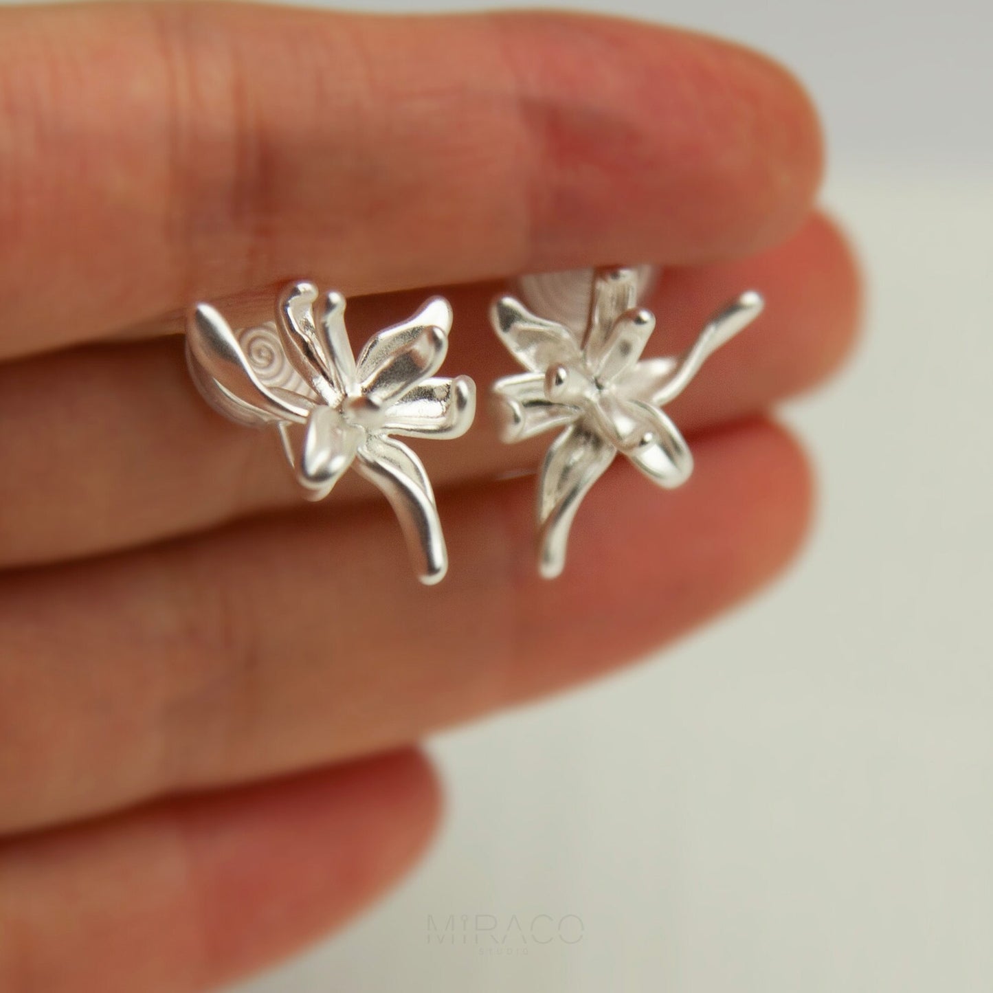 Silver Colour Flower Stud Clip On Earrings