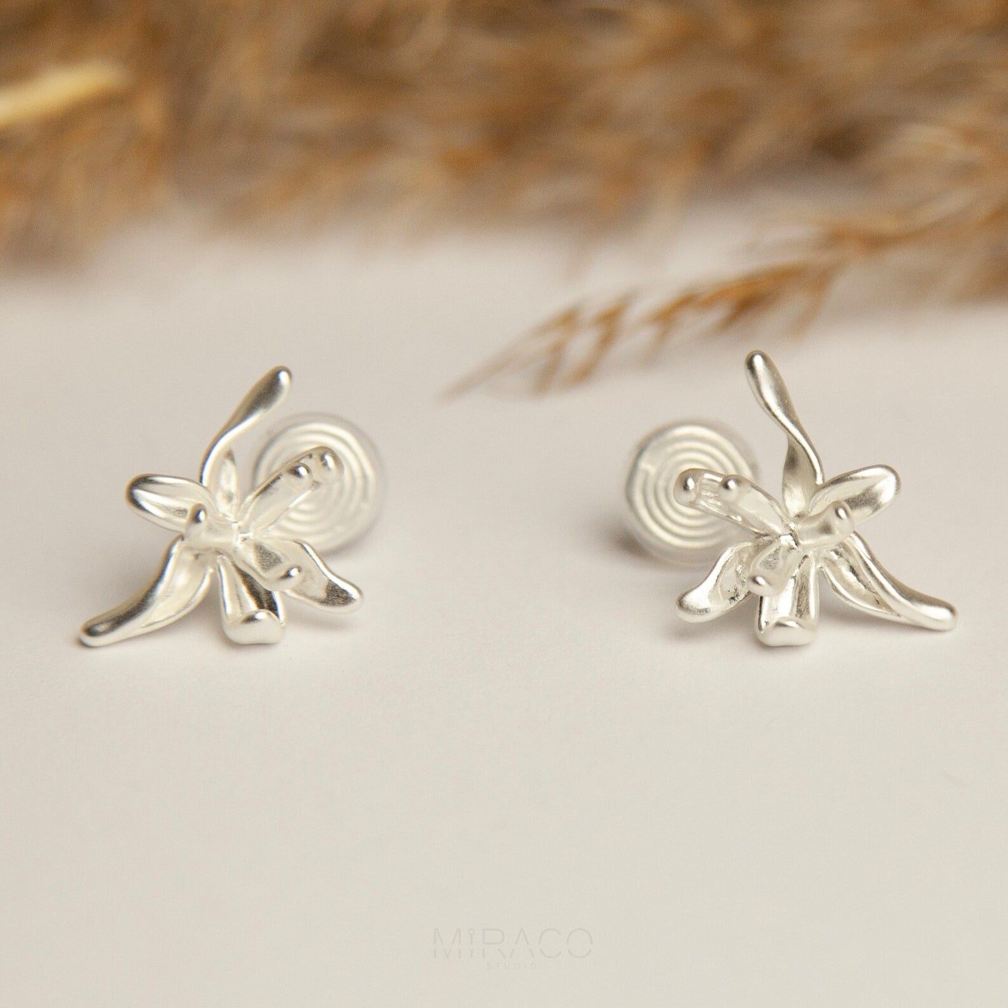 Silver Colour Flower Stud Clip On Earrings