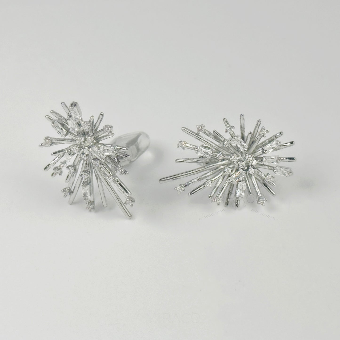 Silver Colour Clip On Starburst Diamond Earrings