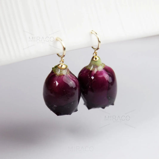 Clip On Real Dried Flower Resin Earrings