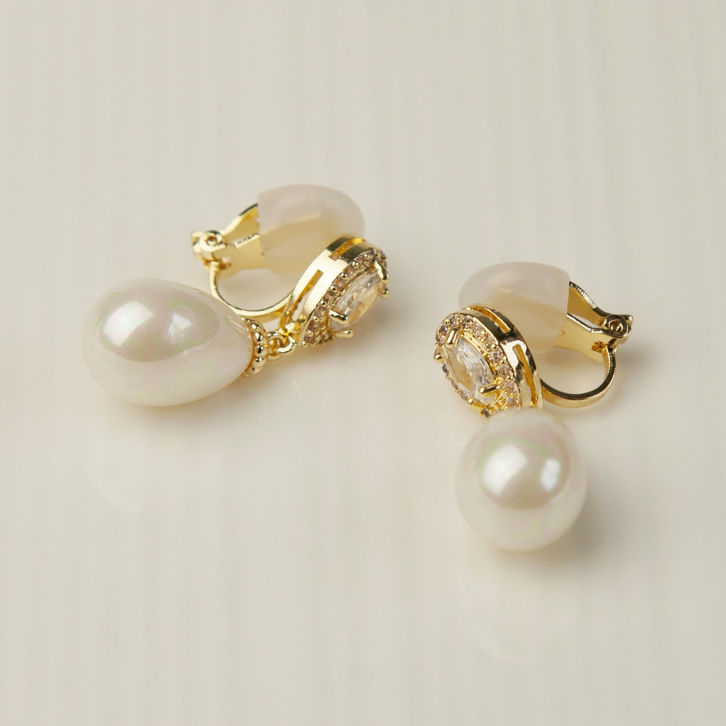 Clip On Pearls Diamond Earrings