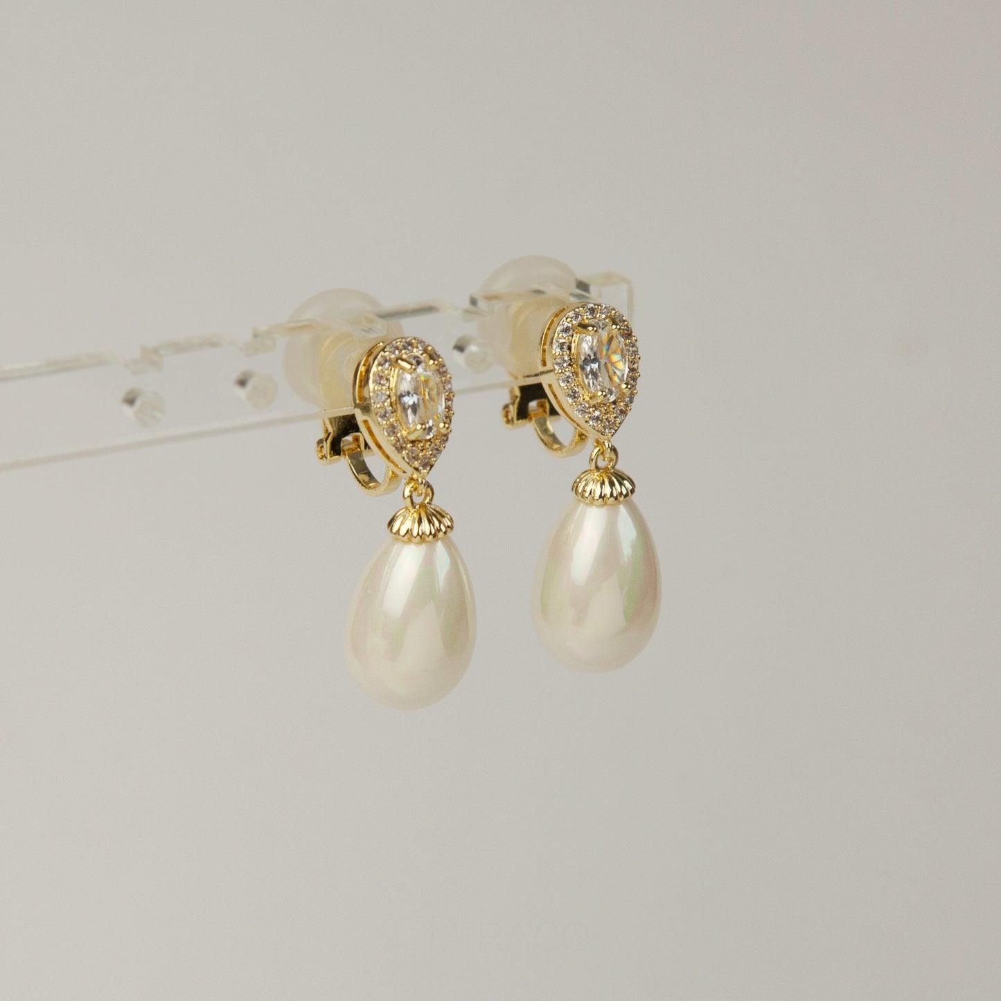 Clip On Pearls Diamond Earrings