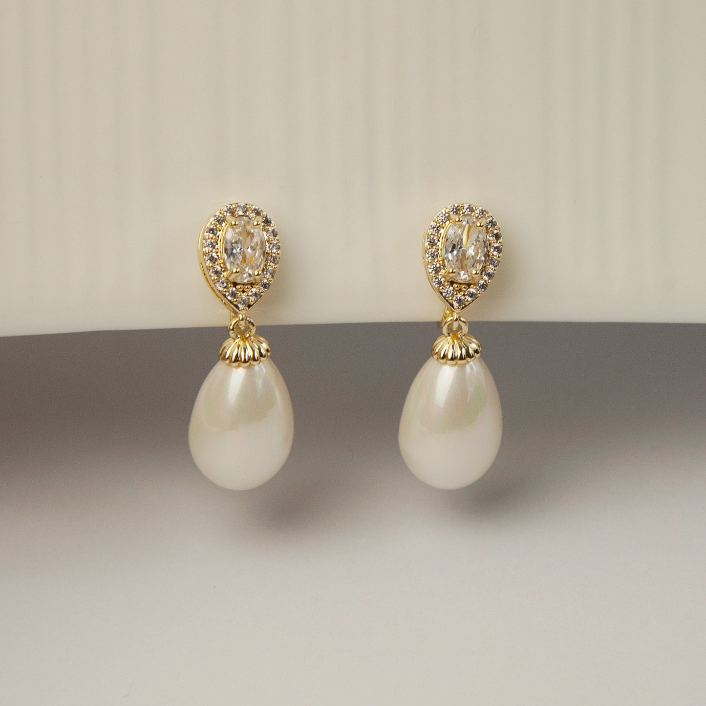 Clip On Pearls Diamond Earrings