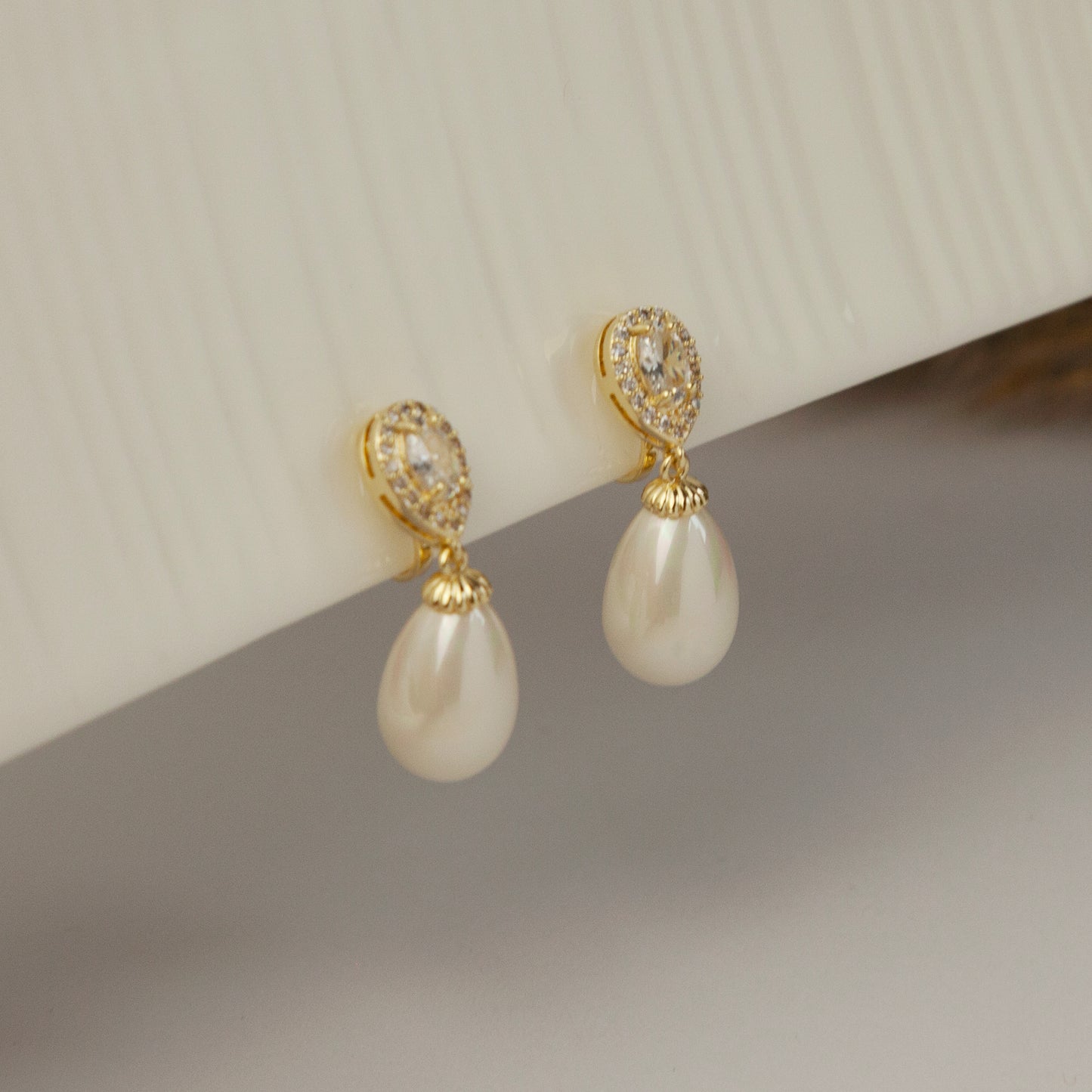 Clip On Pearls Diamond Earrings