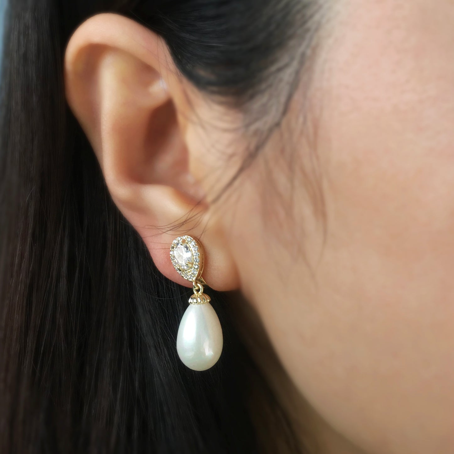 Clip On Pearls Diamond Earrings