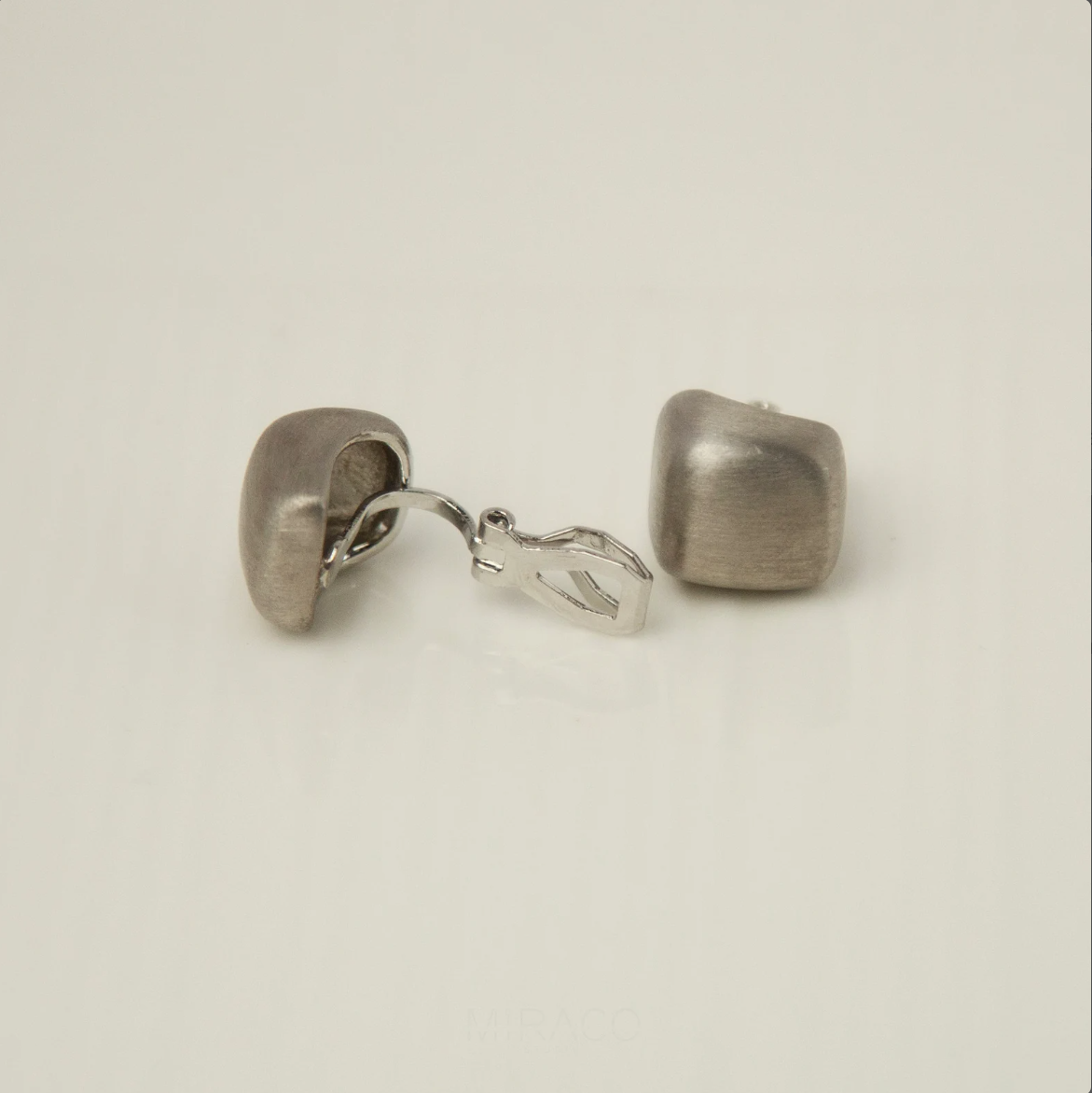 Square Brushed Metal Clip On Stud Earrings