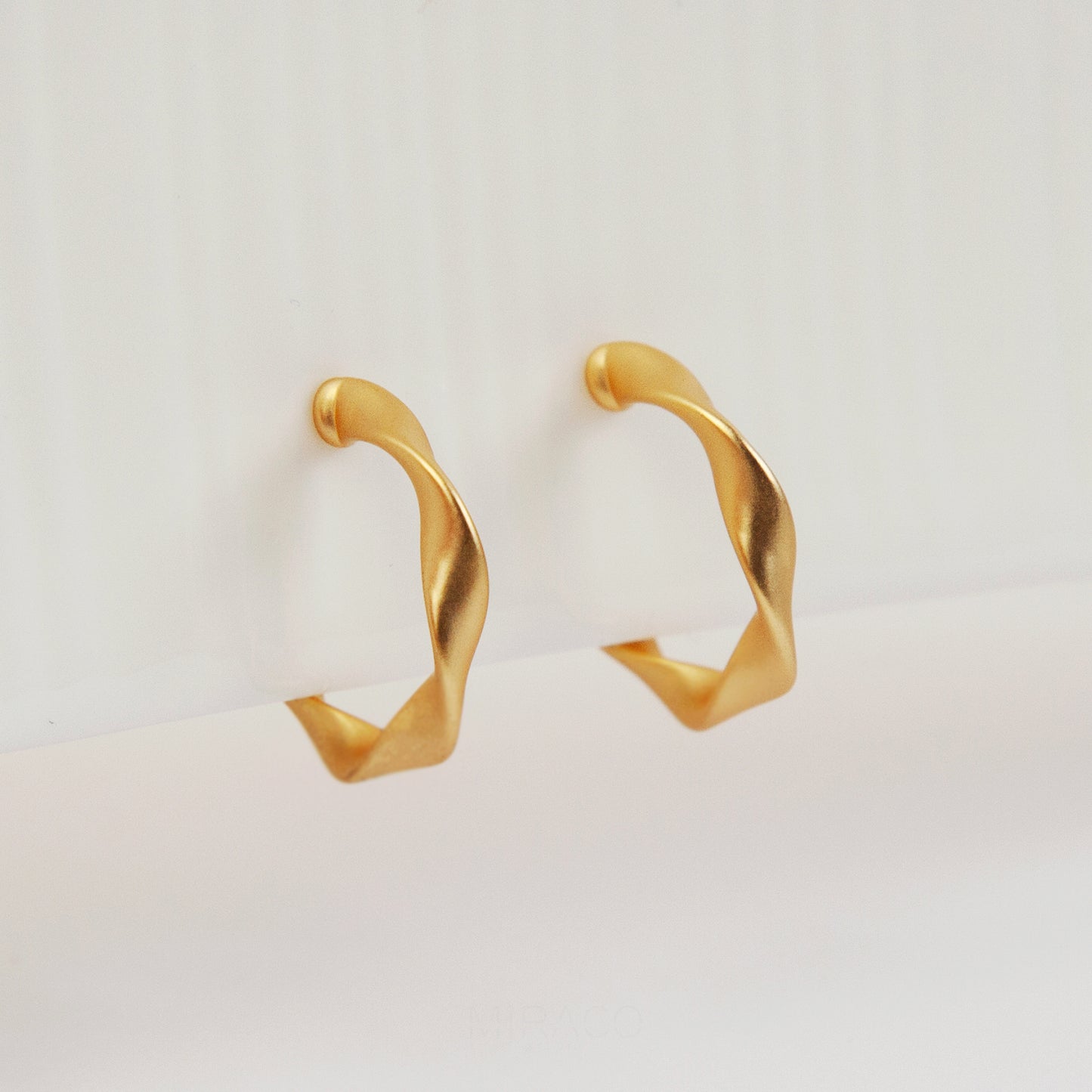 Twisted Matt Gold Hoop Clip On Earrings