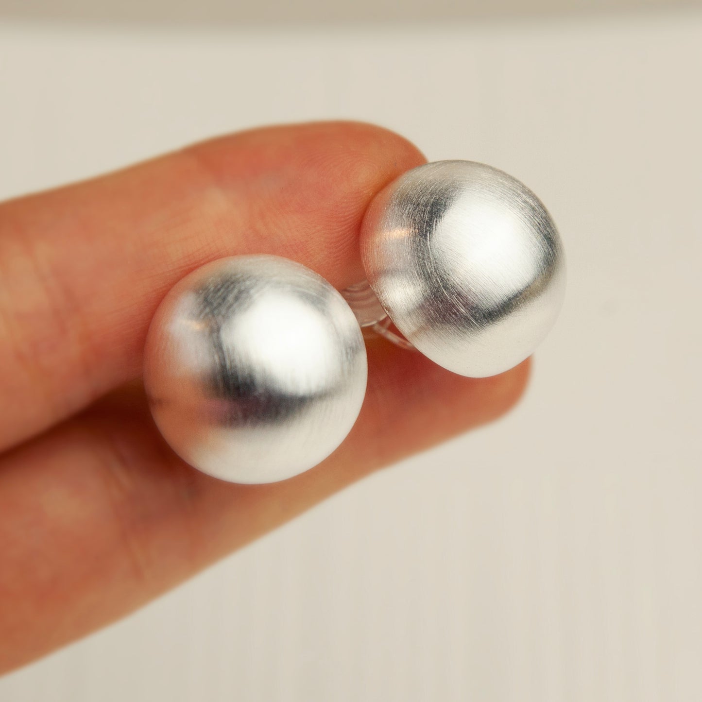 Brushed Metal Modern Minimalist Large Ball Stud Earrings