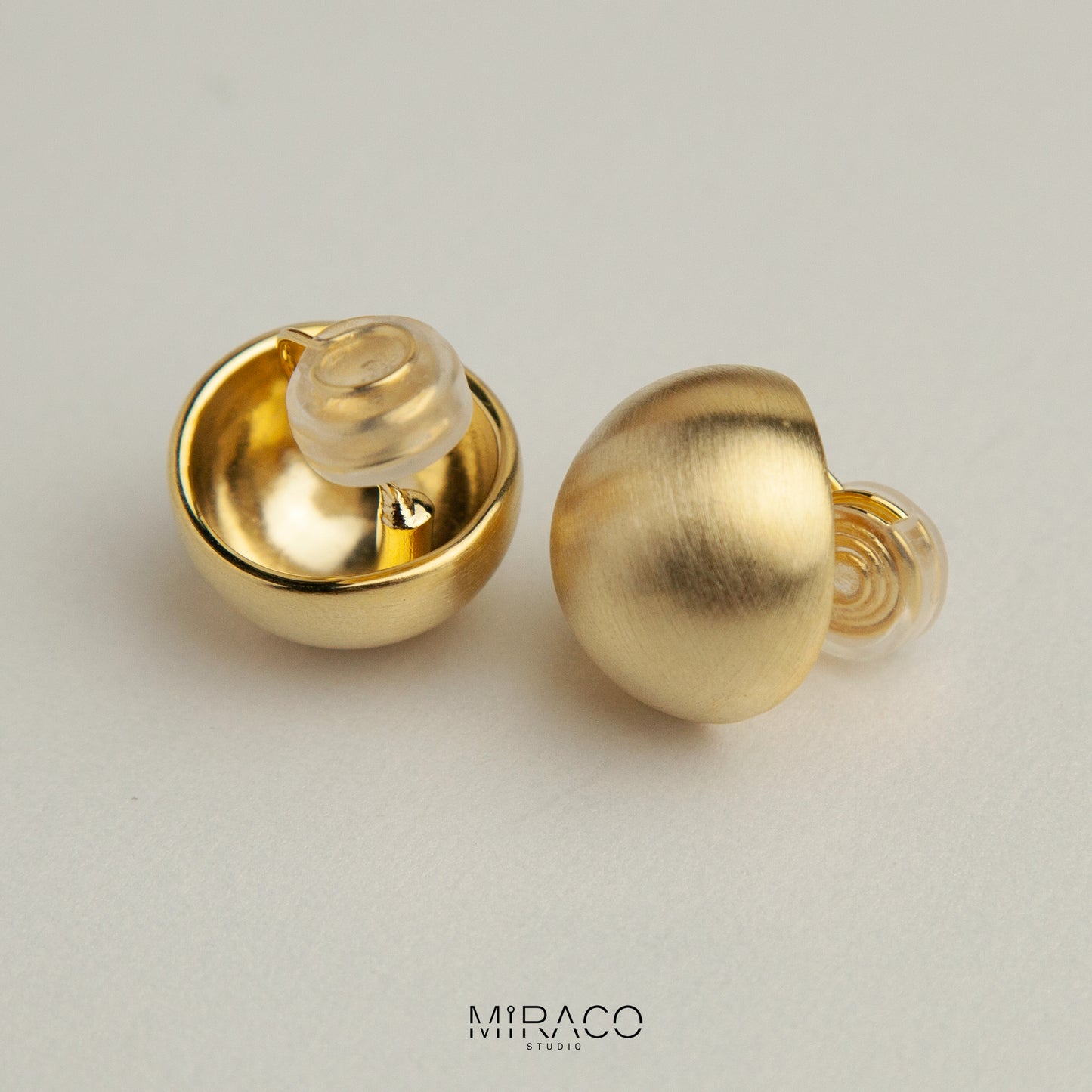 Brushed Metal Modern Minimalist Large Ball Stud Earrings