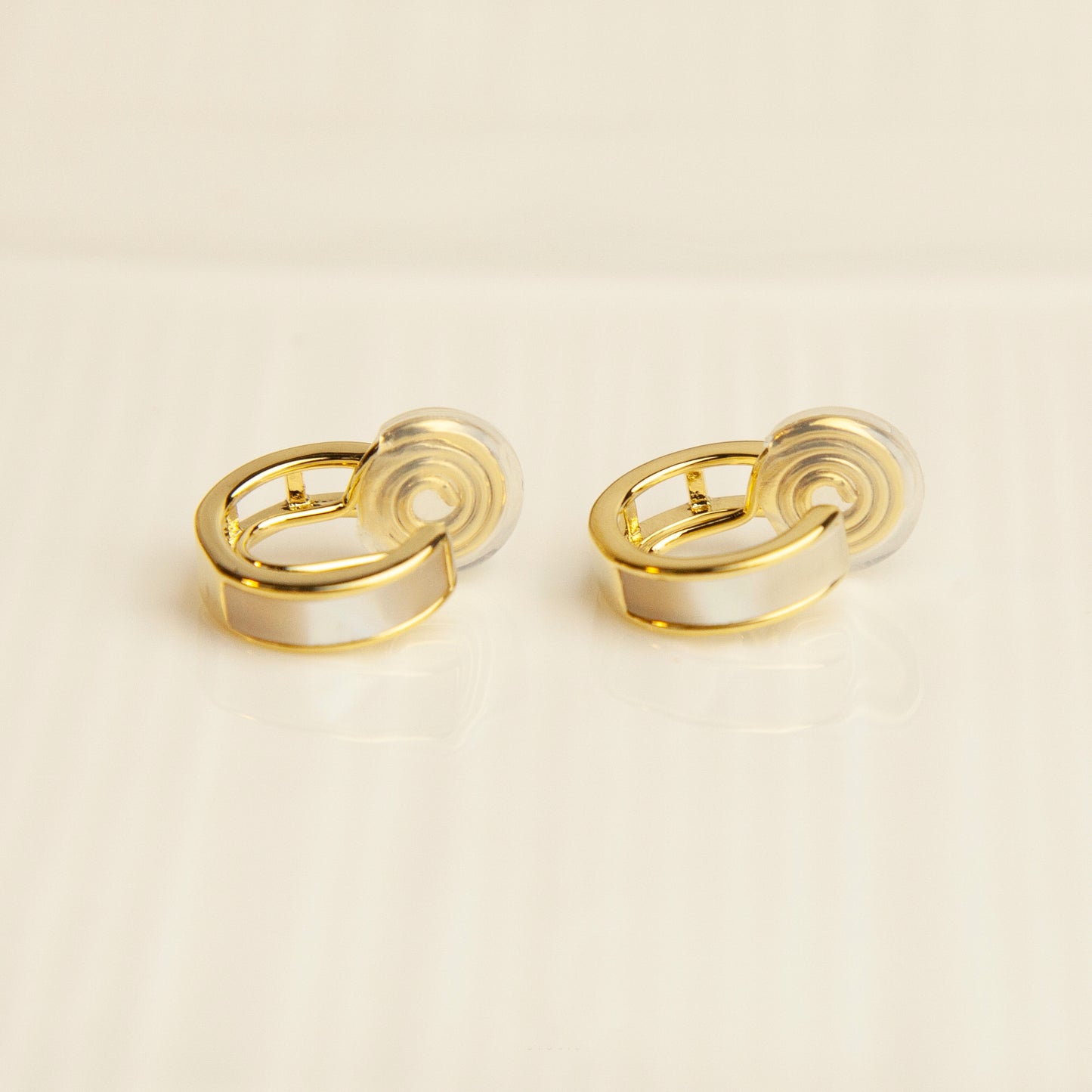 Cream White Clip On Huggie Earrings