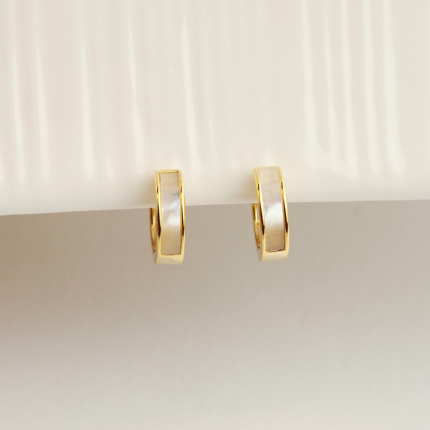 Cream White Clip On Huggie Earrings