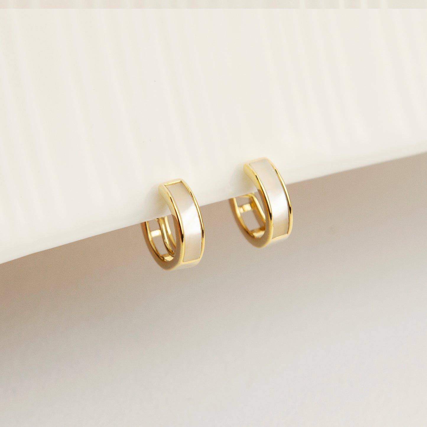 Cream White Clip On Huggie Earrings