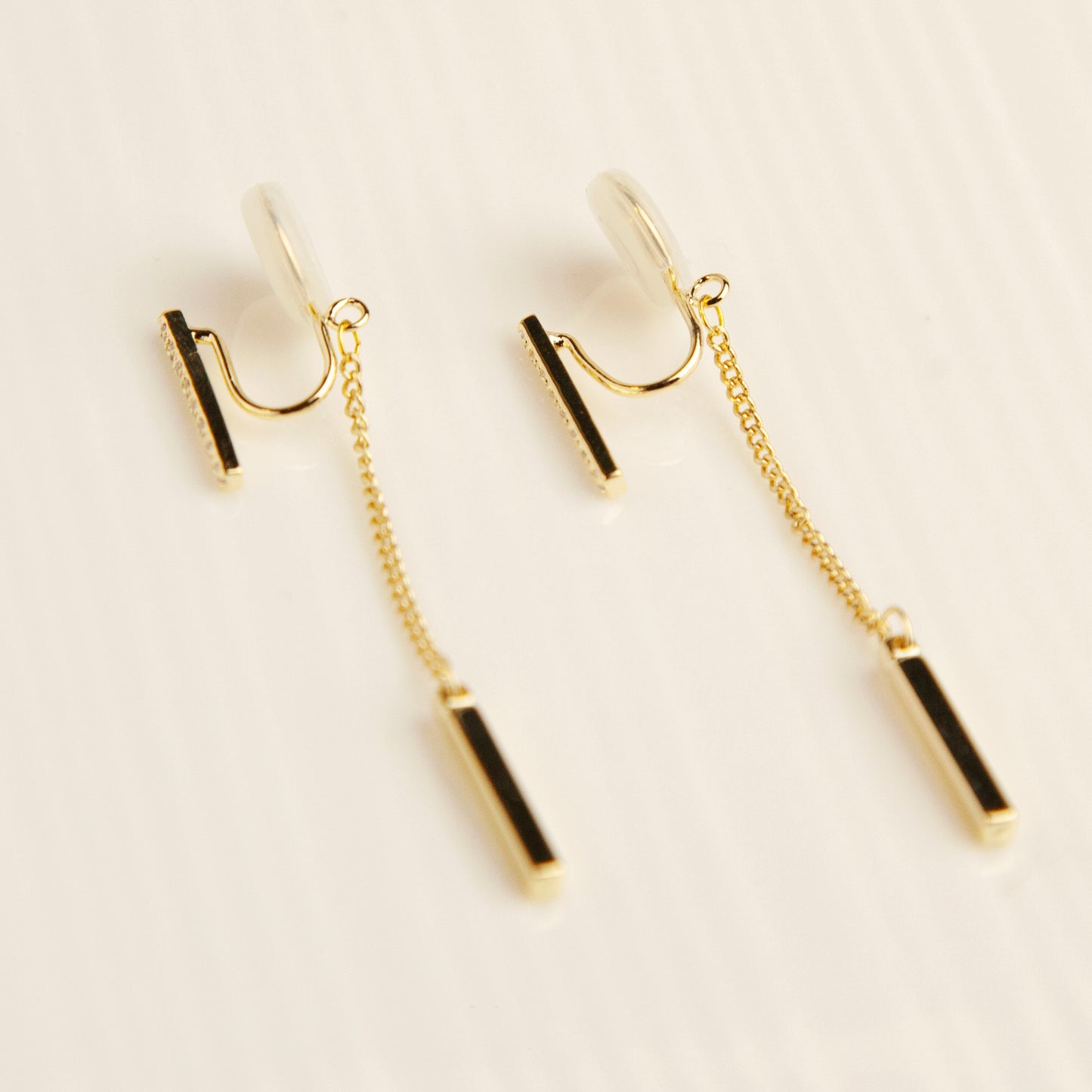 Clip On Crystal Long Chain Earrings