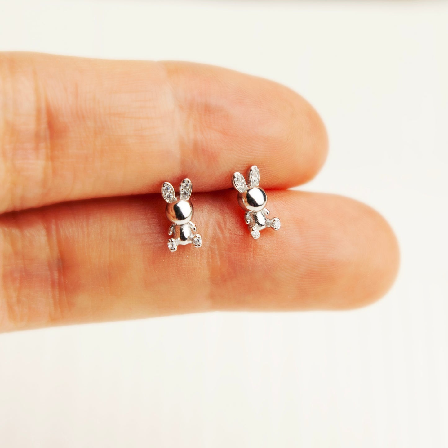 Sterling Silver Bunny Stud Earrings Tiny Stud Earrings