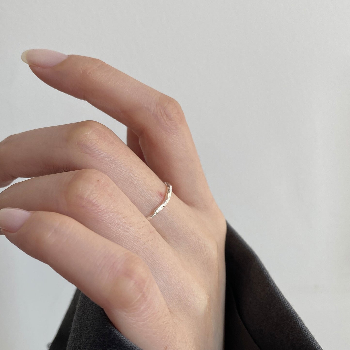 Sterling Silver Thin Stacking Hammered Ring