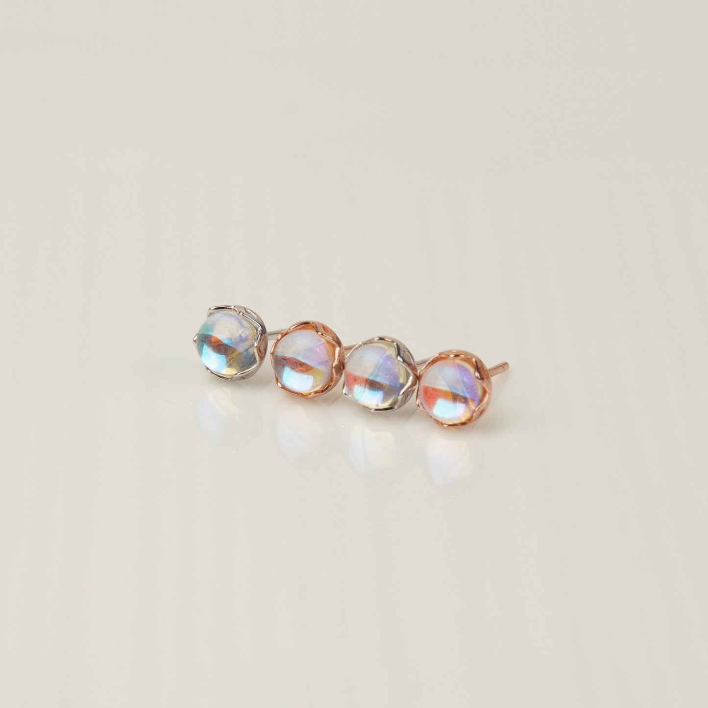 Rainbow Clear Stone Cartilage Earrings in Sterling Silver