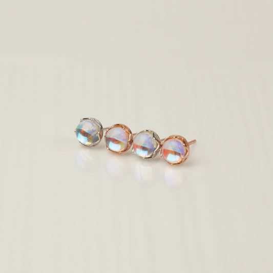 Rainbow Clear Stone Cartilage Earrings in Sterling Silver