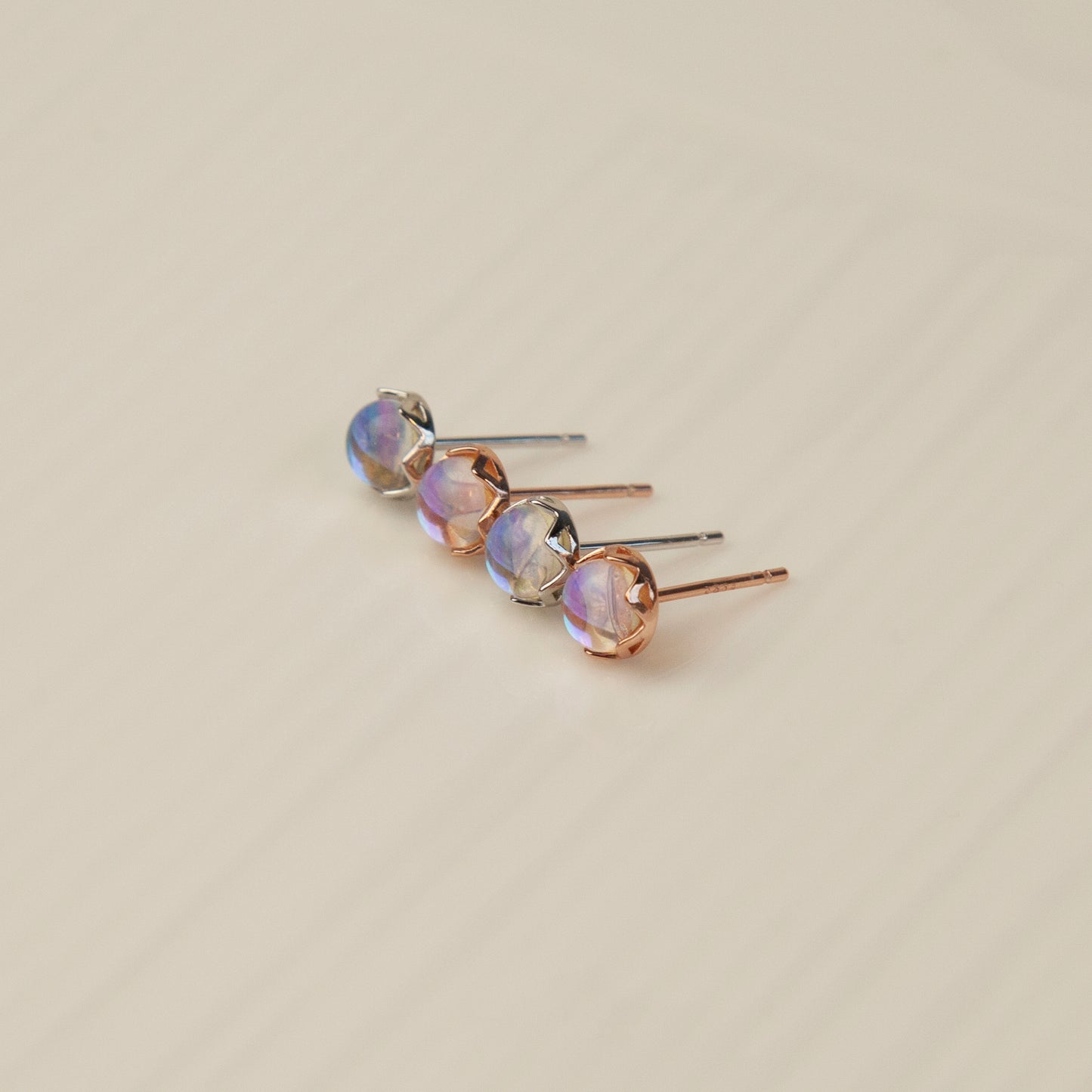 Rainbow Clear Stone Cartilage Earrings in Sterling Silver