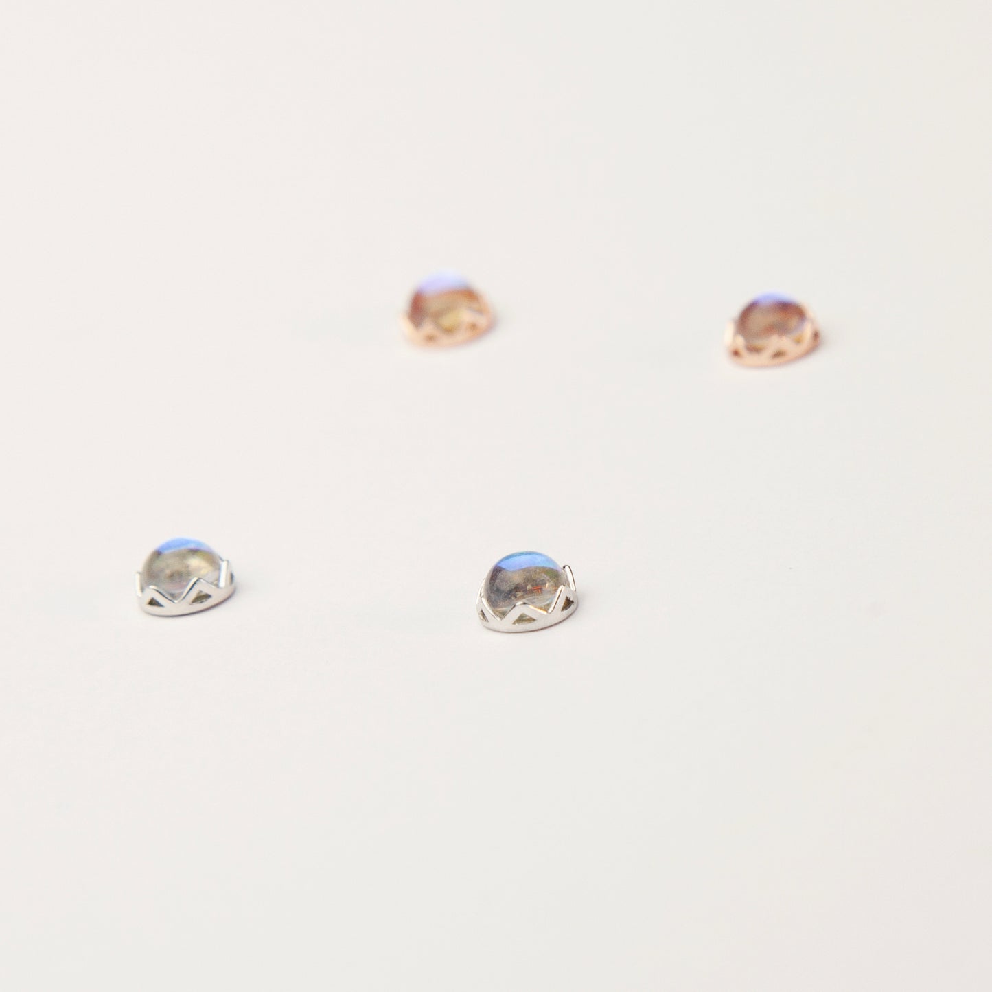 Rainbow Clear Stone Cartilage Earrings in Sterling Silver