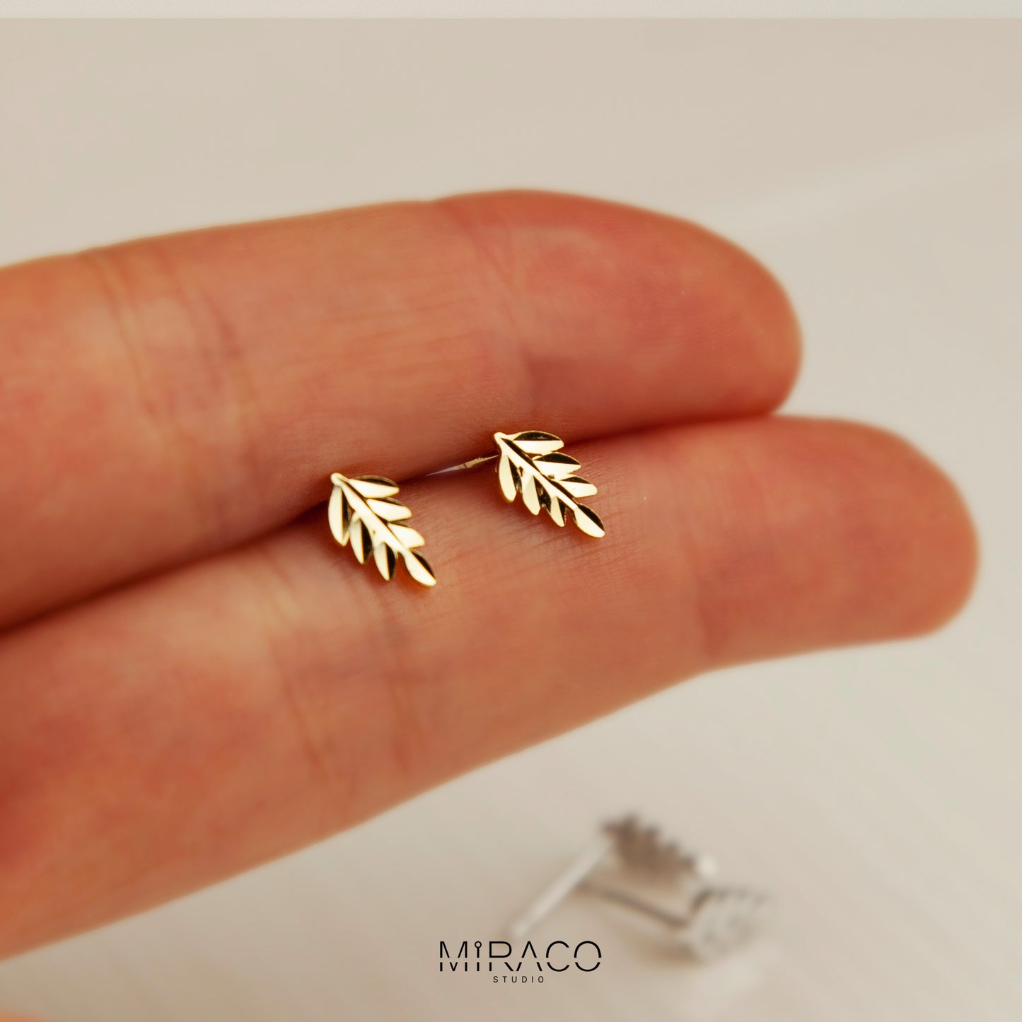 Leaf Stud Earrings in Sterling Silver