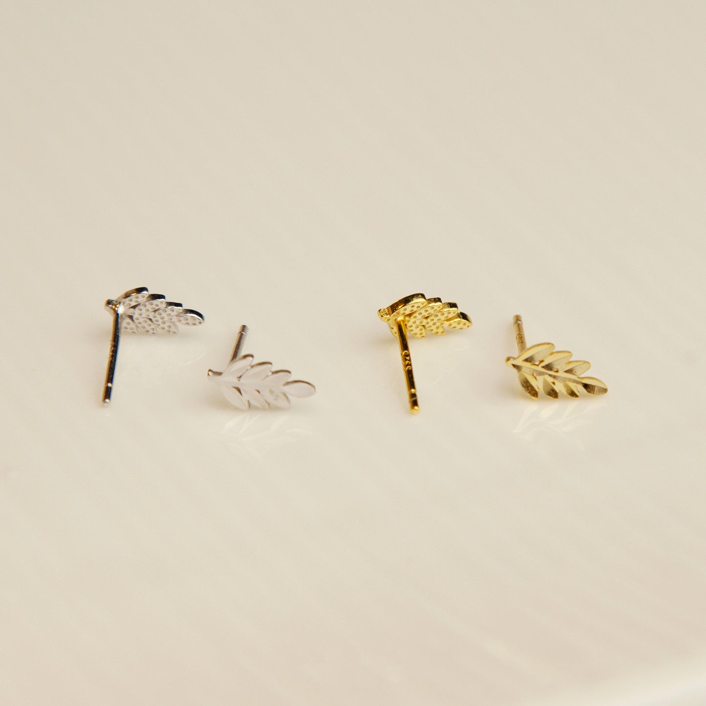 Leaf Stud Earrings in Sterling Silver