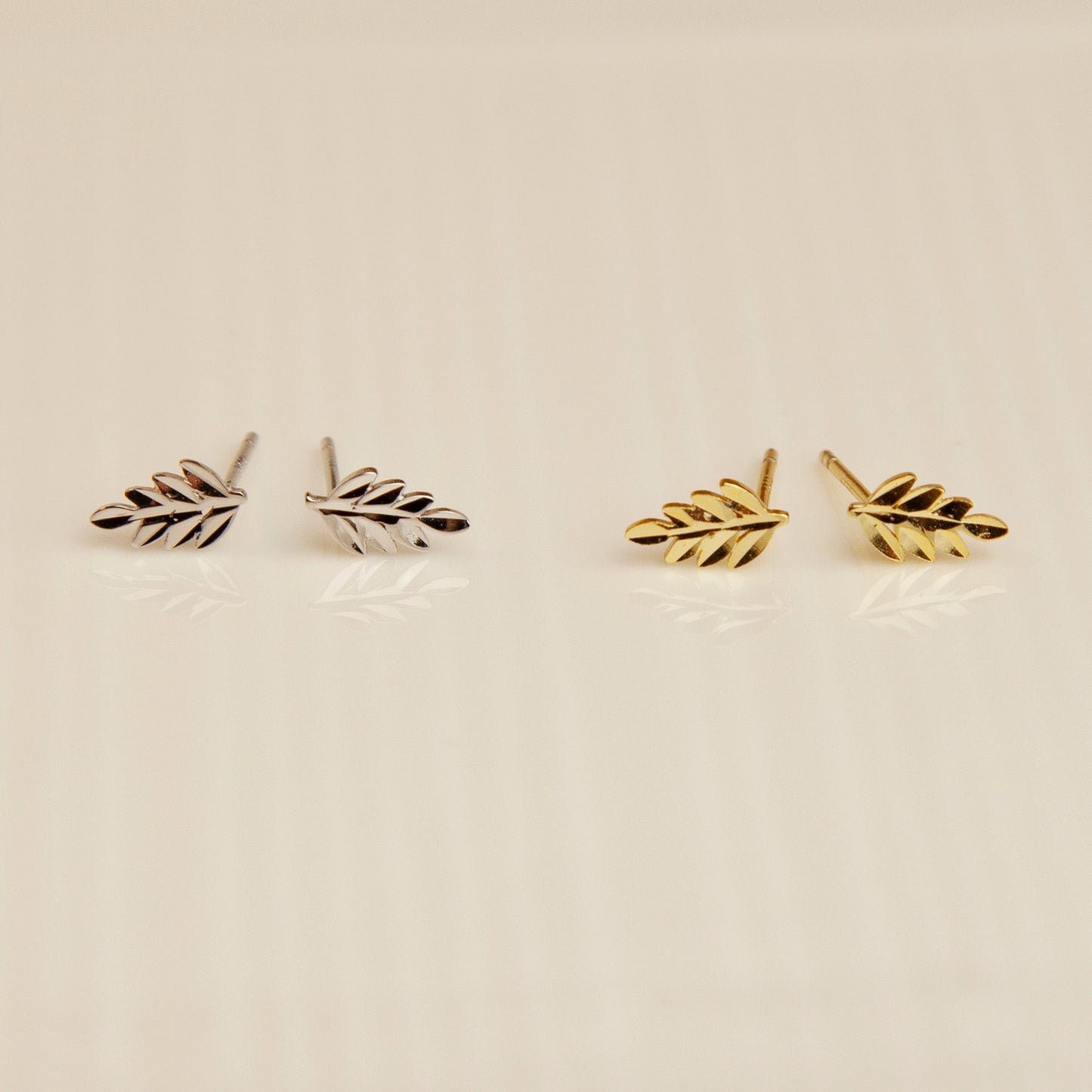 Leaf Stud Earrings in Sterling Silver