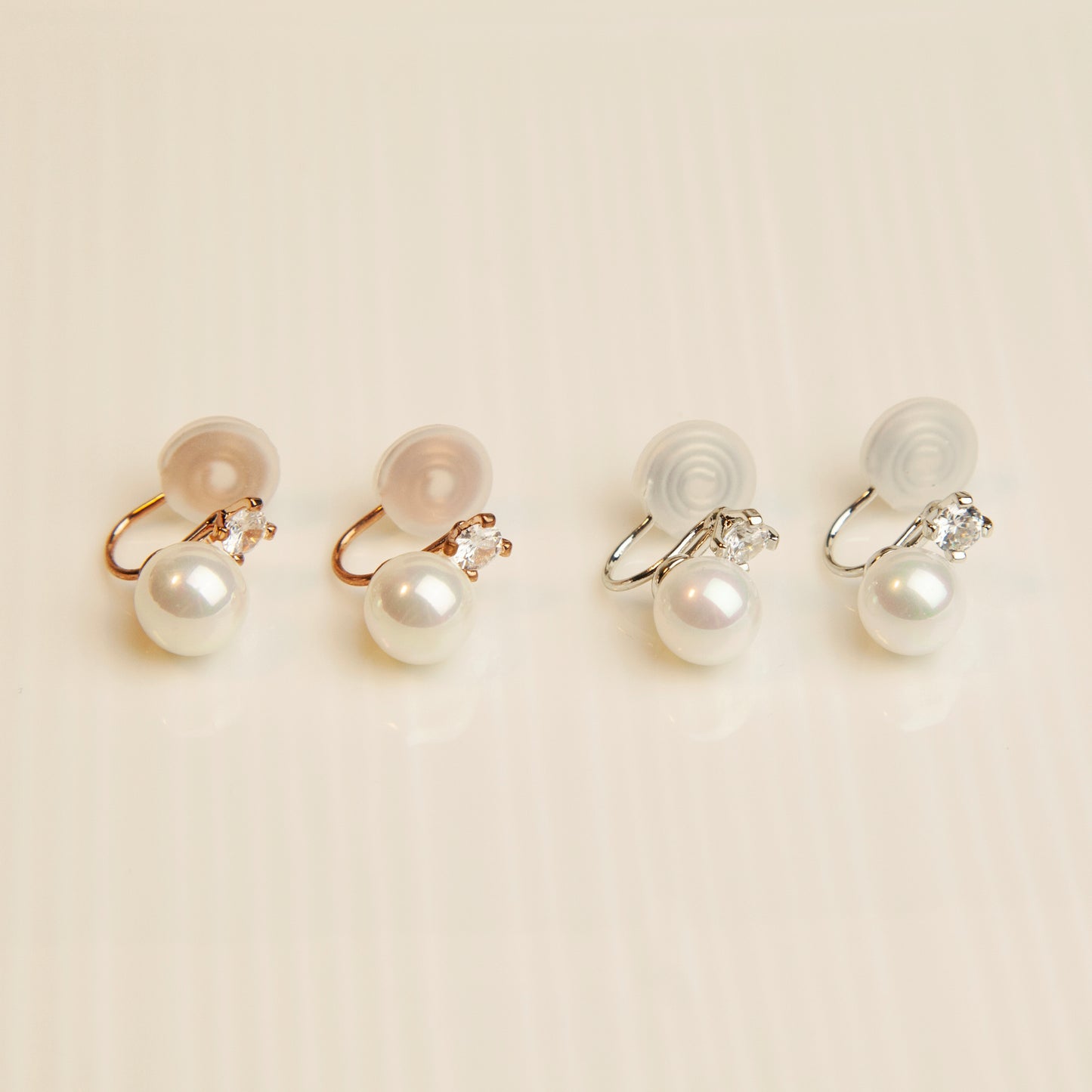 Minimal Pearl CZ Stud Clip On Earrings