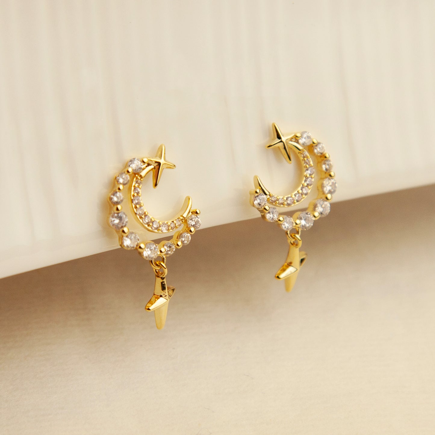 Crystal Moon Star Clip On Earrings