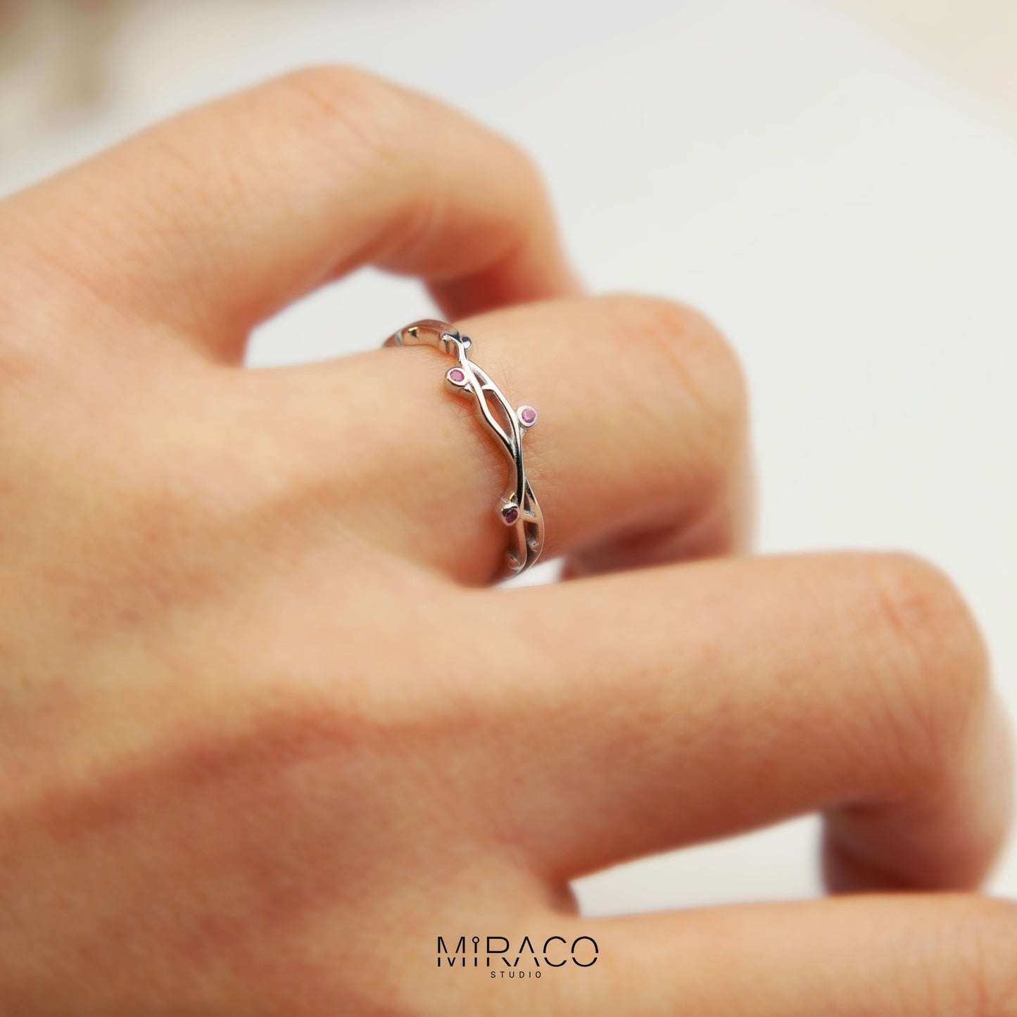 Adjustable Statement Sterling Silver Branch Ring Wreath Ring