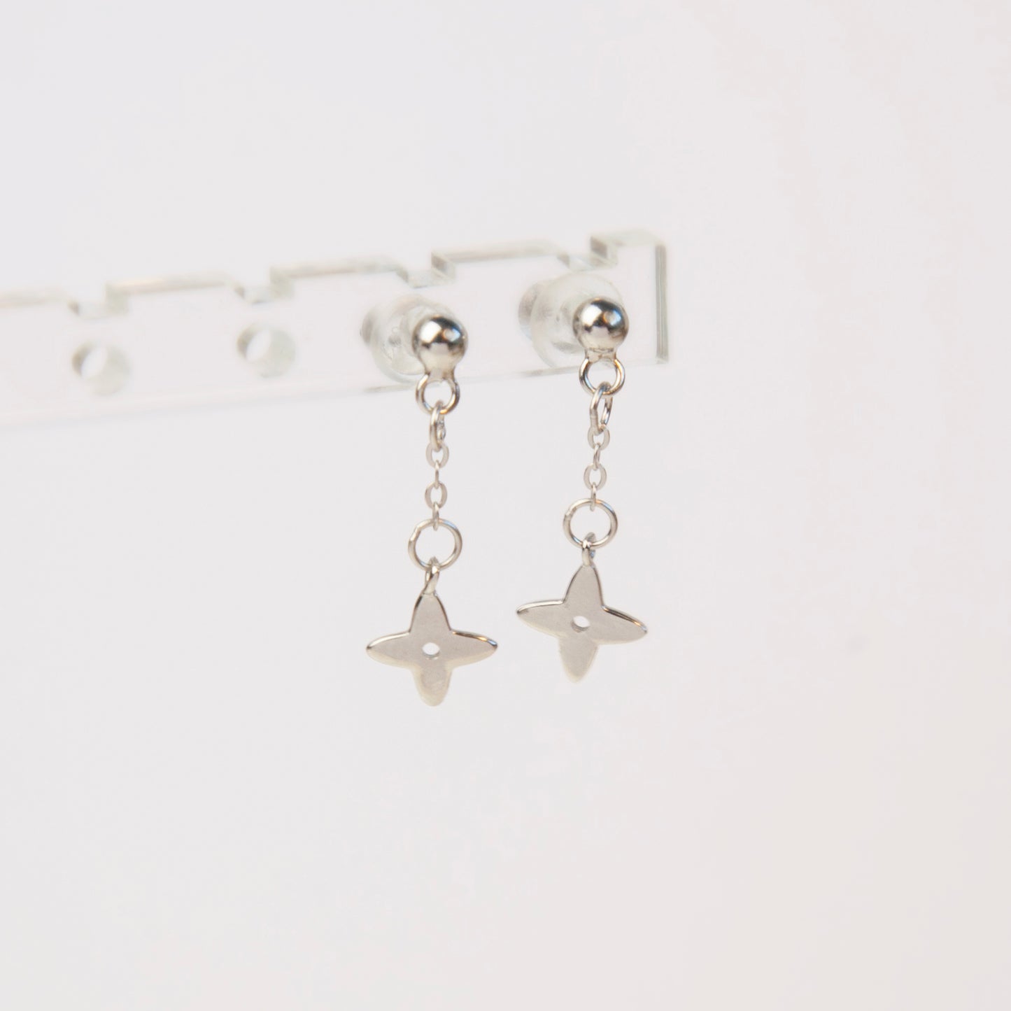 Star Charm Dangle Earrings in Sterling Silver