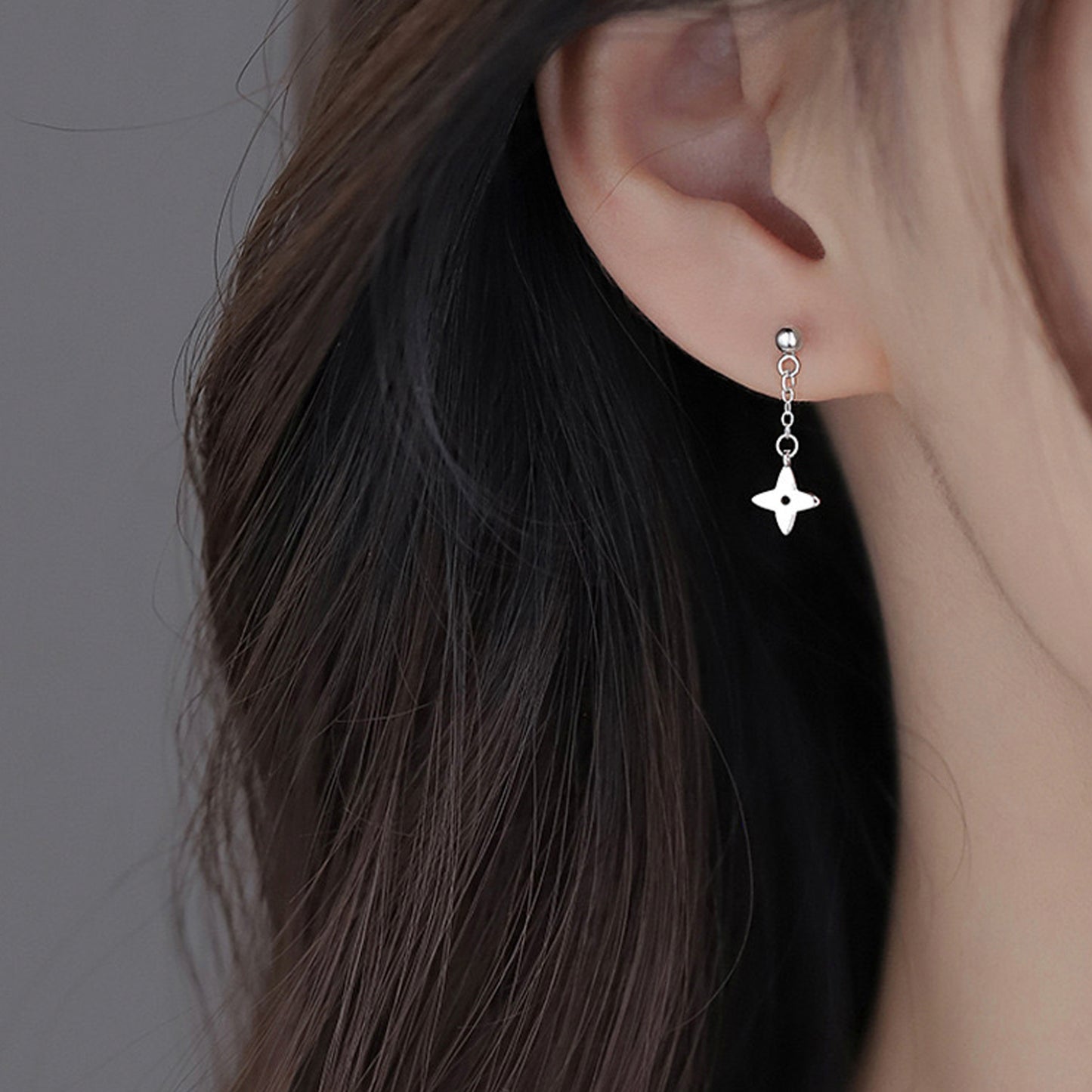 Star Charm Dangle Earrings in Sterling Silver