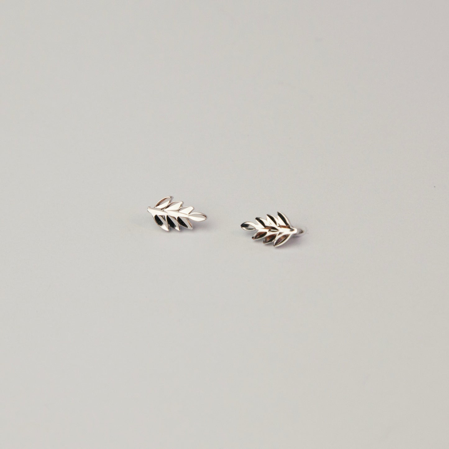 Leaf Stud Earrings in Sterling Silver