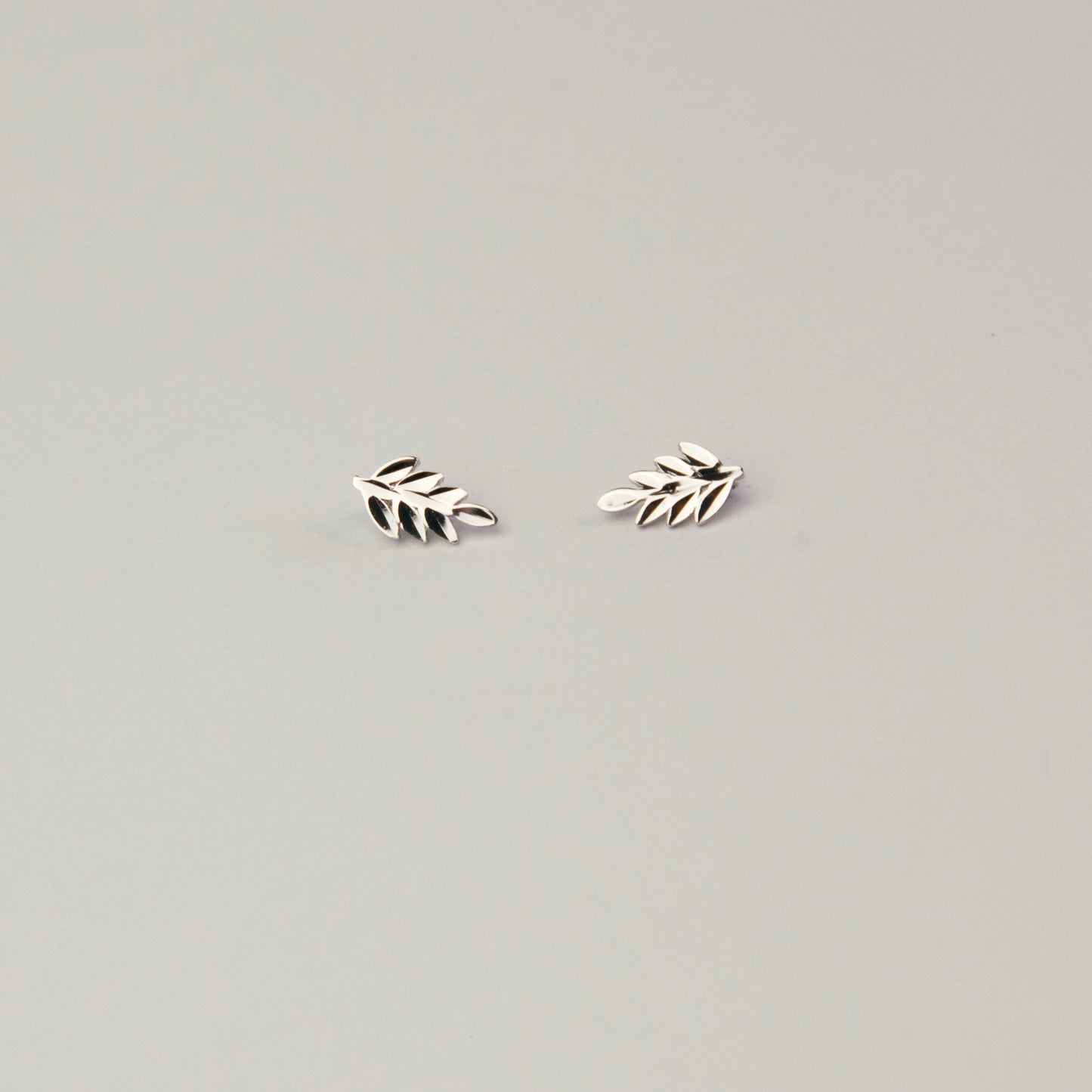 Leaf Stud Earrings in Sterling Silver