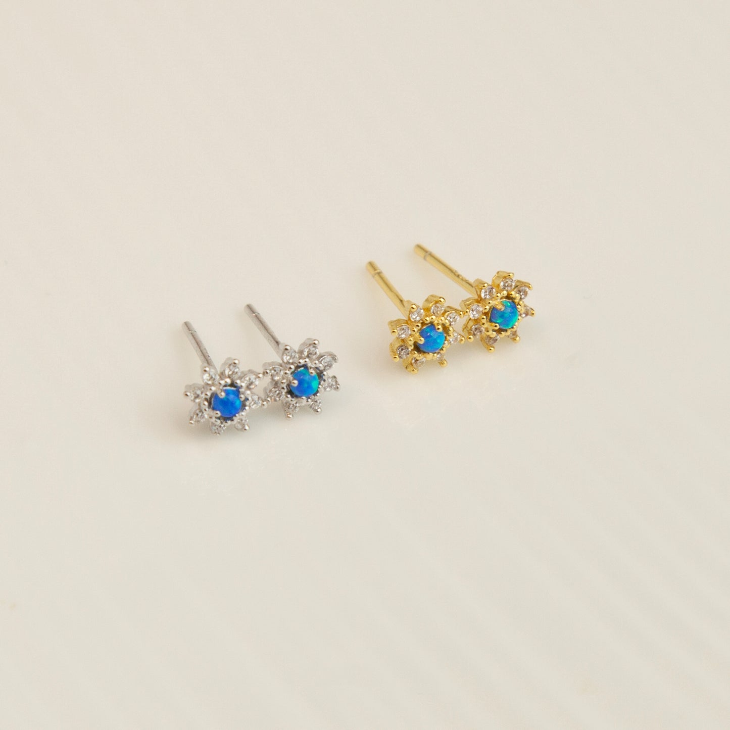 Sterling Silver Starburst Blue Gemstone Stud Earrings