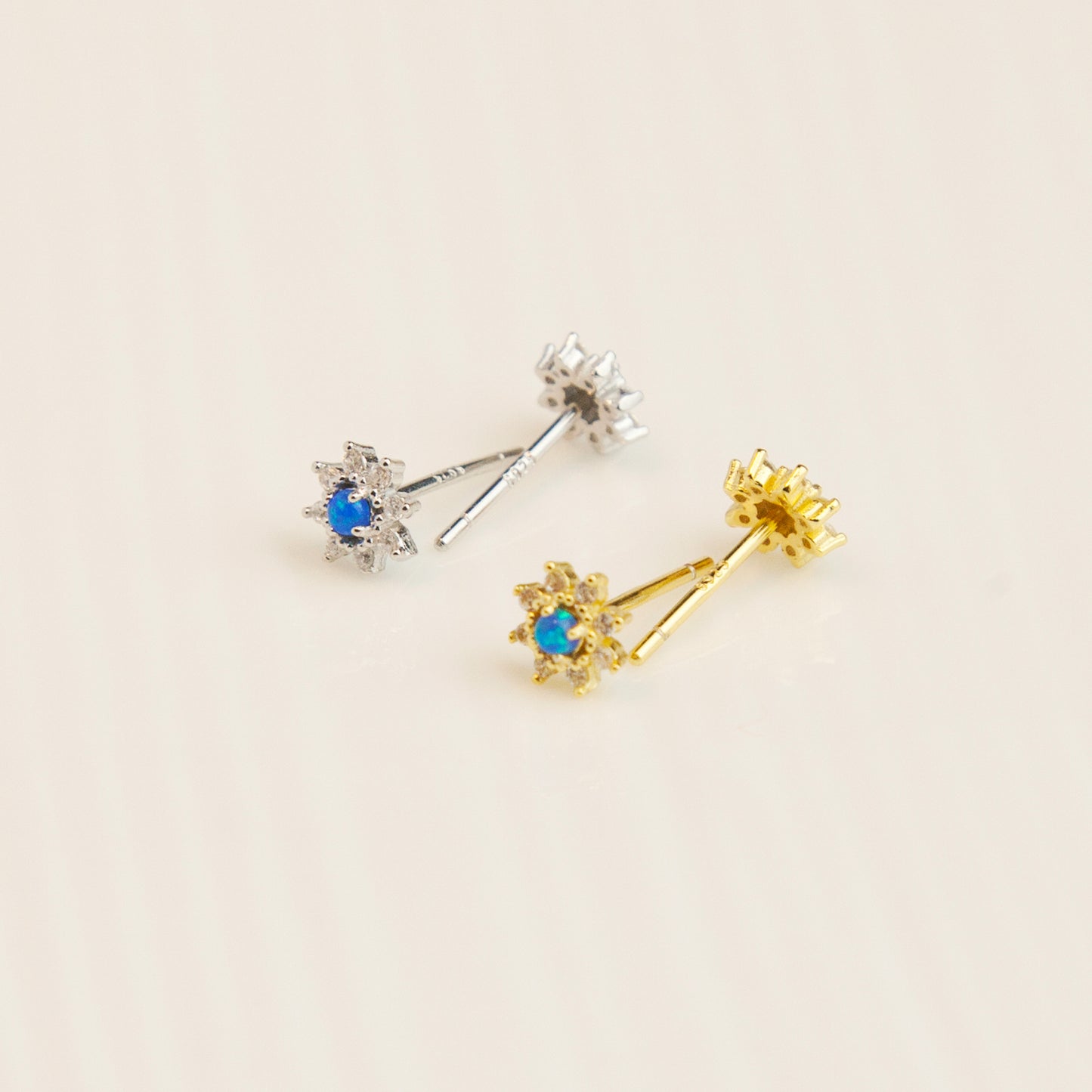 Sterling Silver Starburst Blue Gemstone Stud Earrings