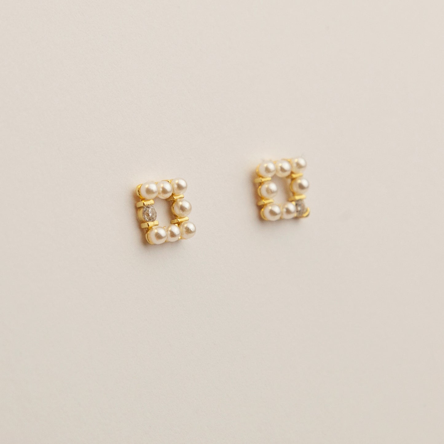 Sterling Silver Square Pearl Cluster Stud Earrings