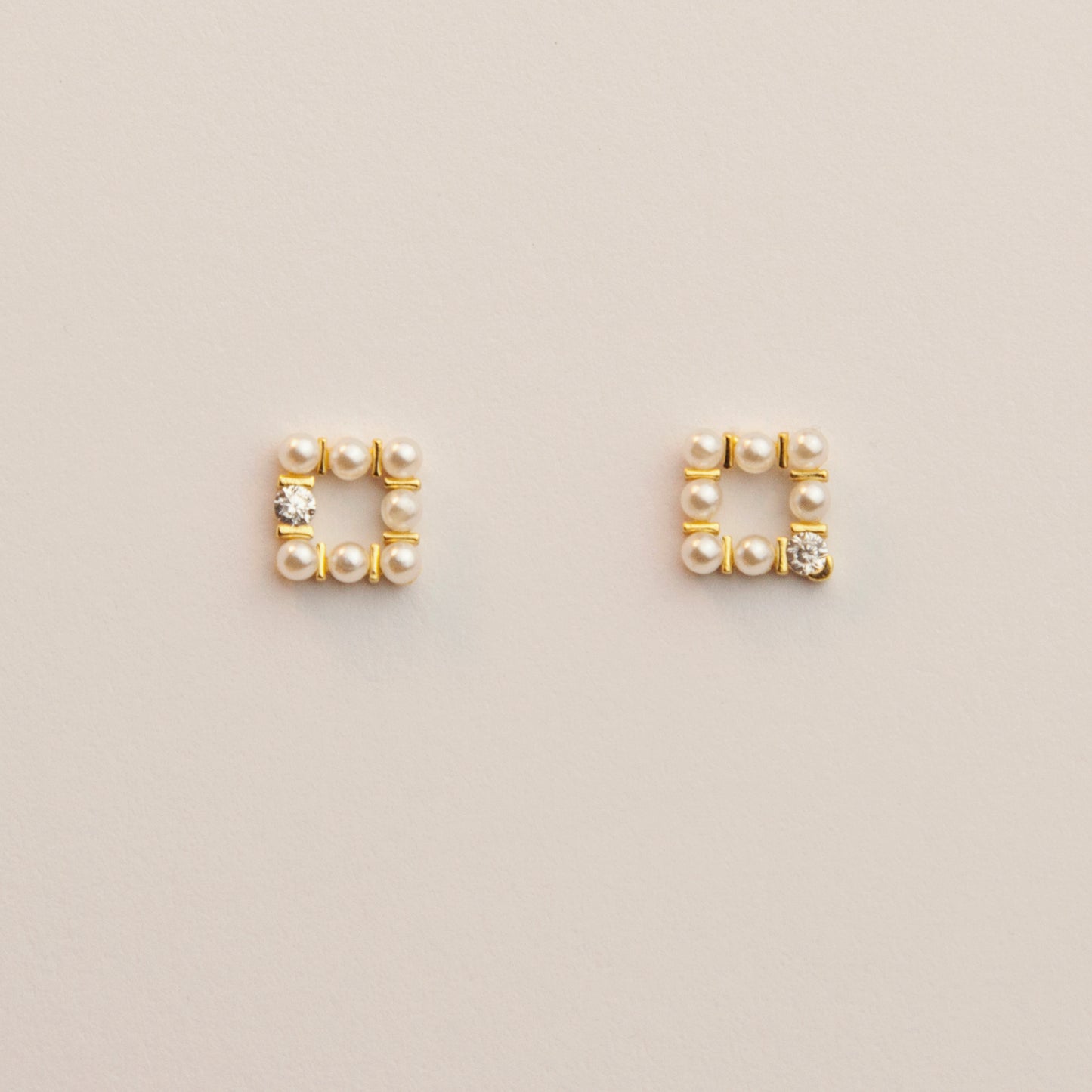 Sterling Silver Square Pearl Cluster Stud Earrings