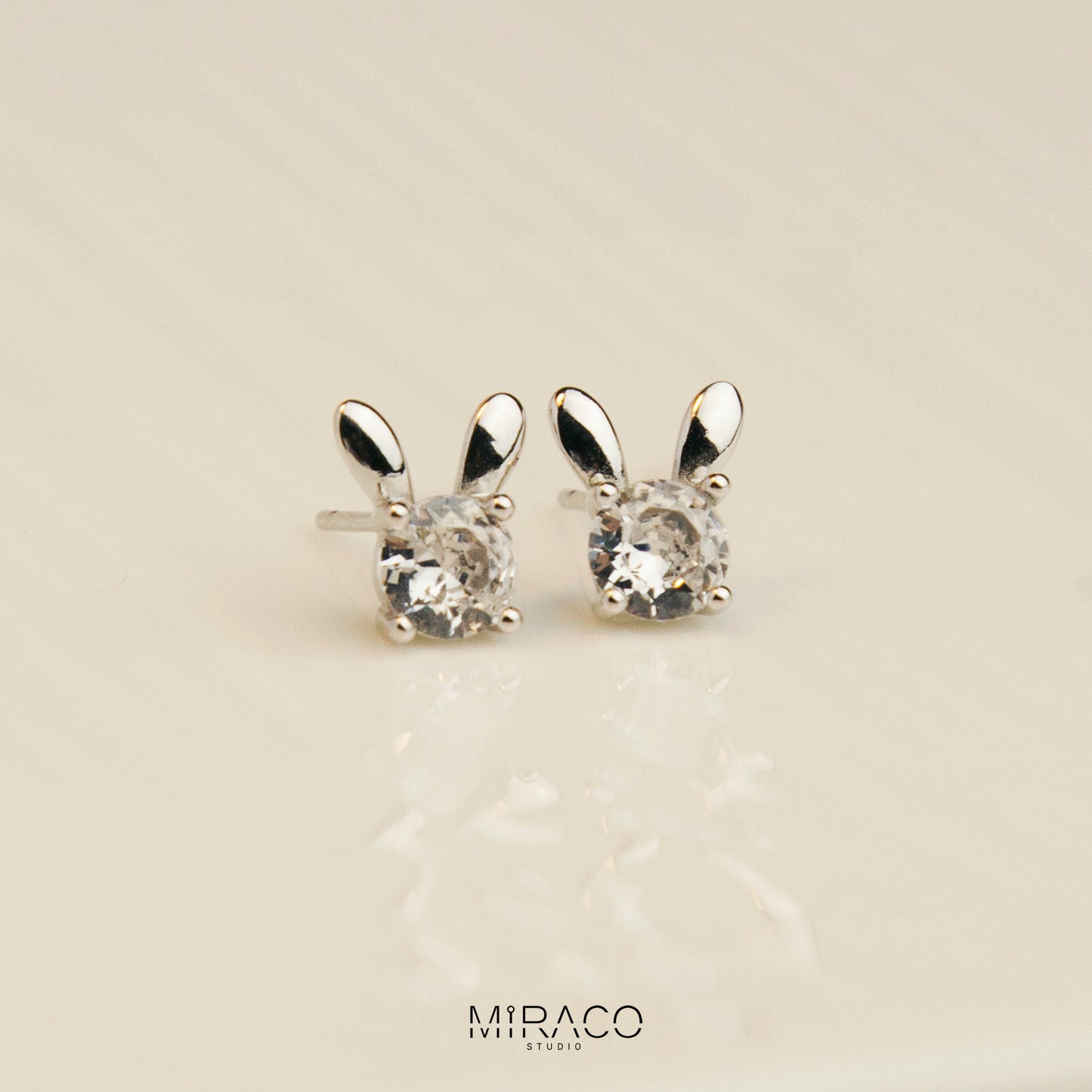 Sterling Silver Bunny Stud Earrings Rabbit Animal Studs