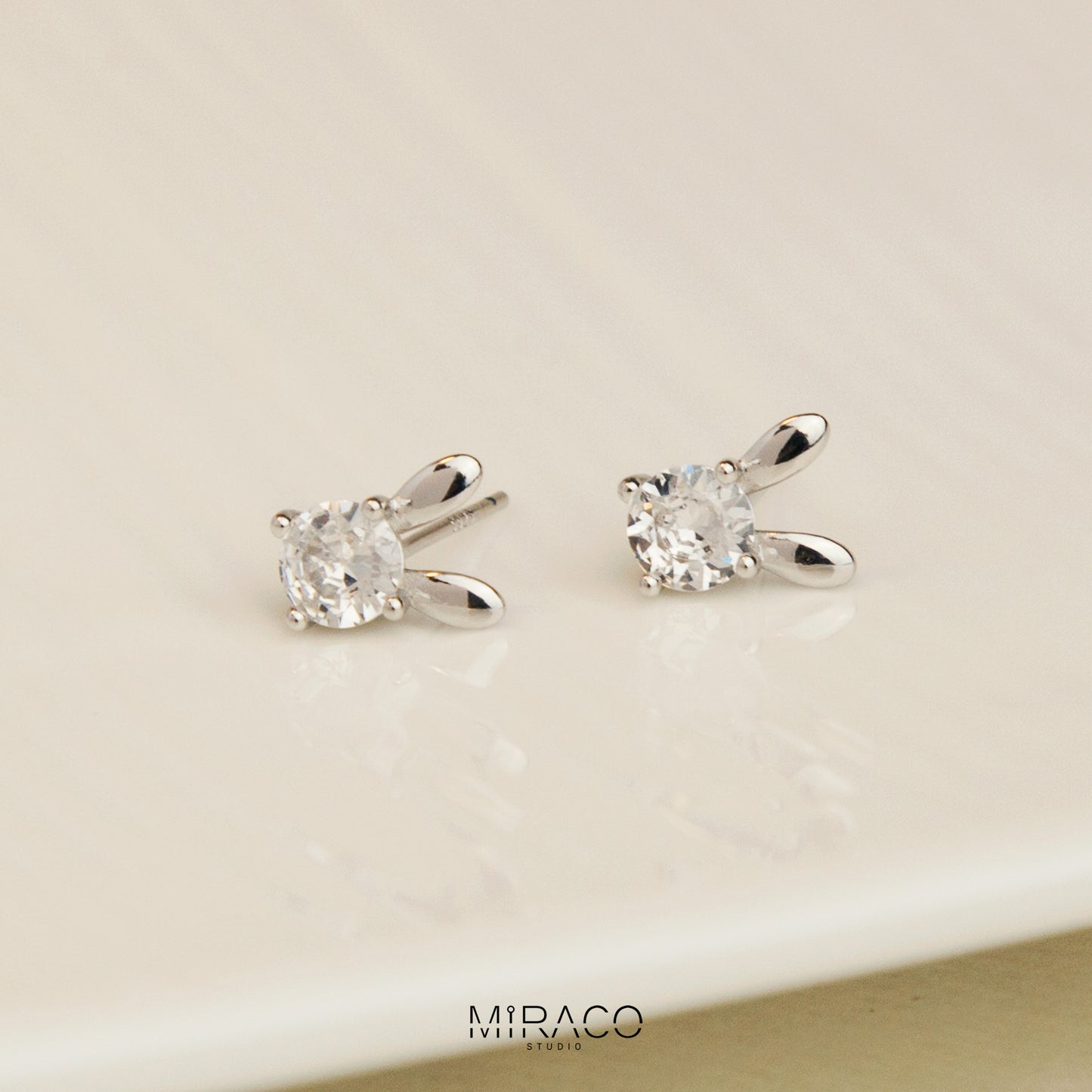 Sterling Silver Bunny Stud Earrings Rabbit Animal Studs