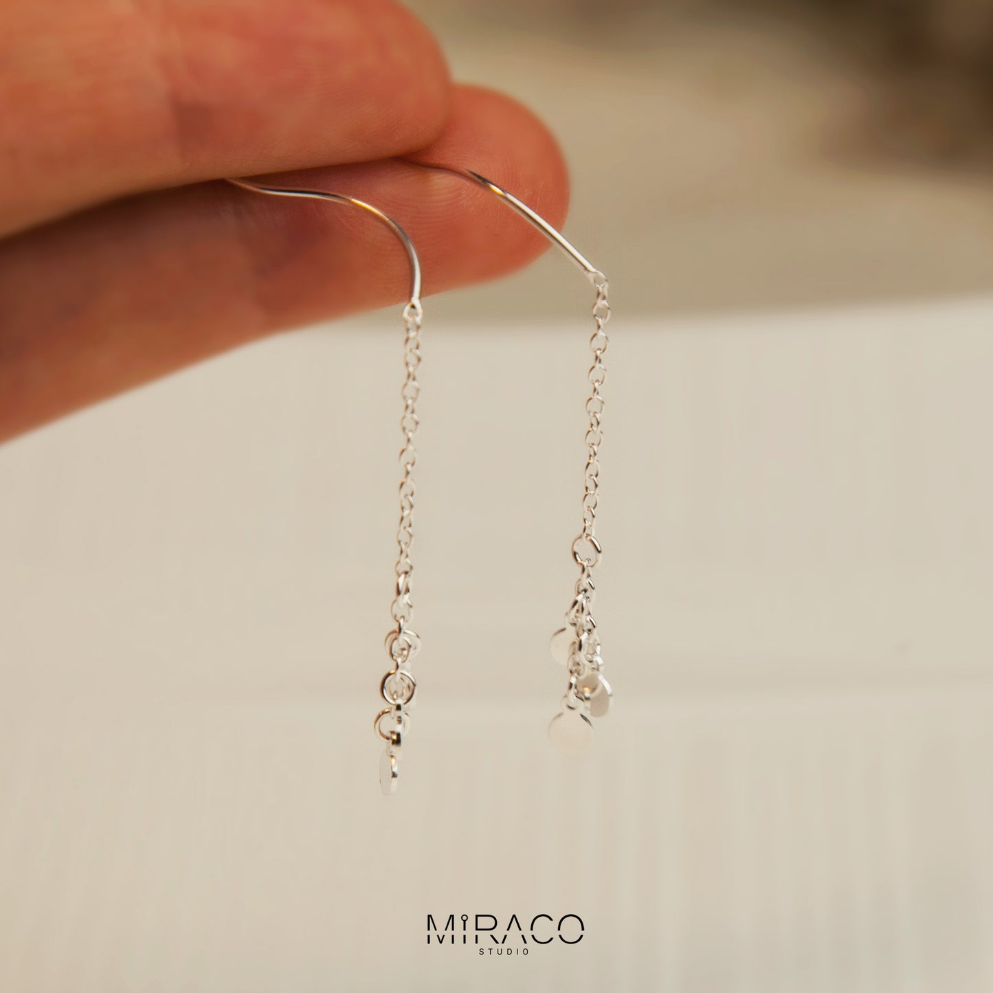 Sterling Sliver Minimalist Ear Wire Chain Threader Earrings