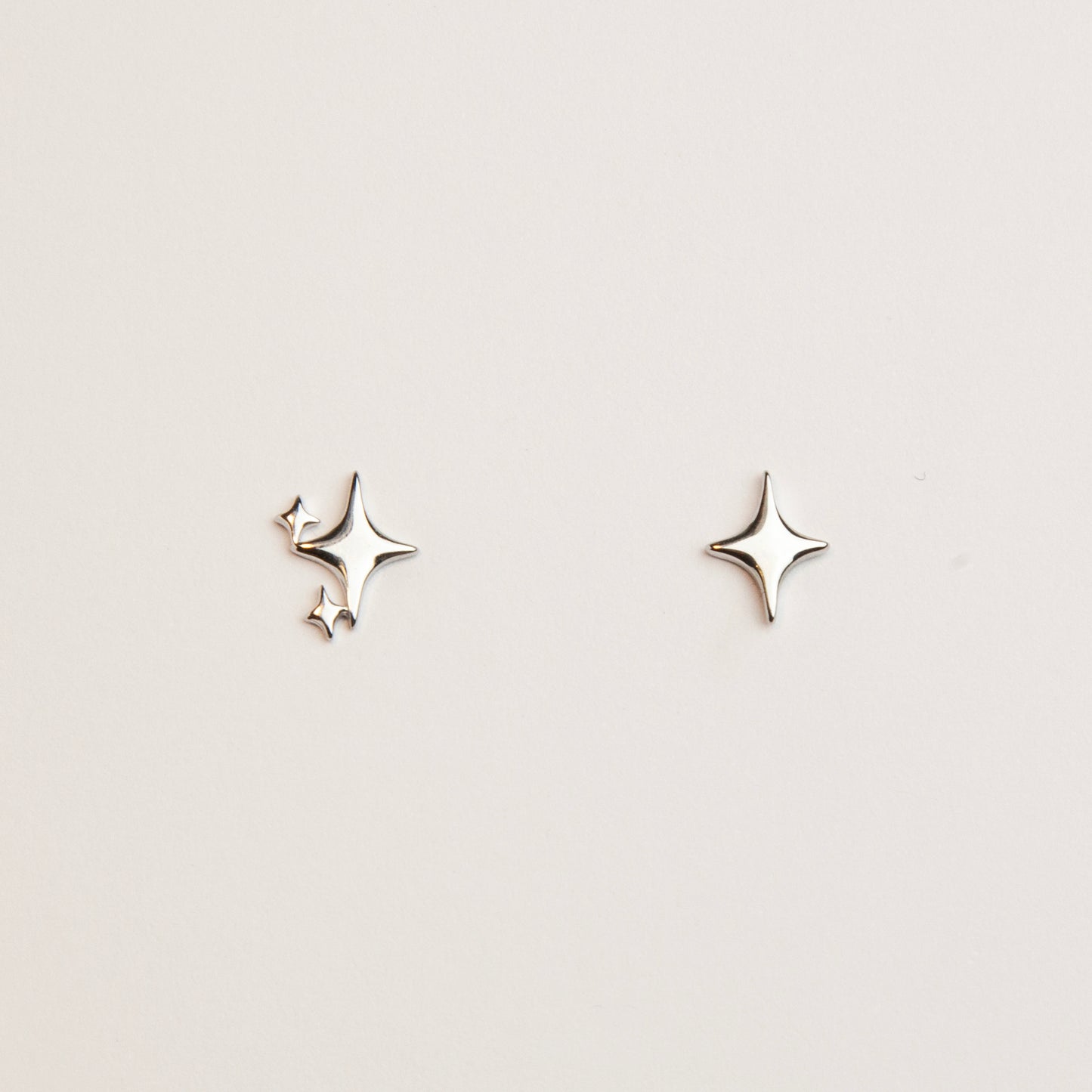 Four Point Star Stud Earrings in Sterling Silver Screw Back