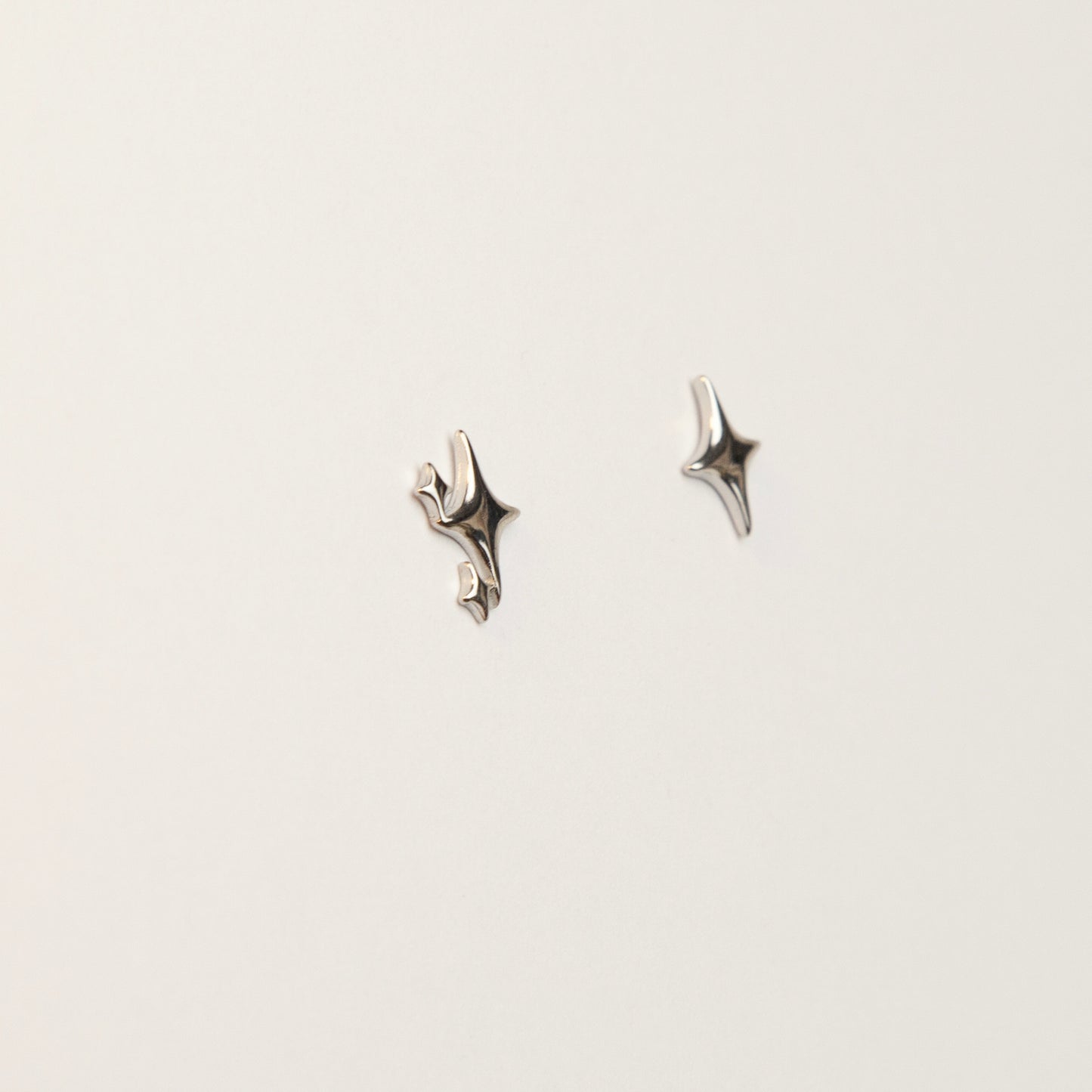 Four Point Star Stud Earrings in Sterling Silver Screw Back